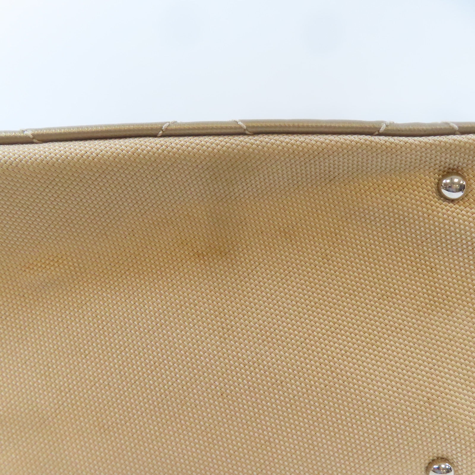 CHANEL 塗層帆布Tote Bag銀扣肩背袋金色