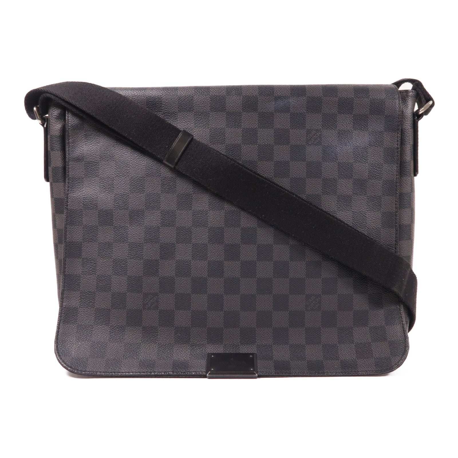 LOUIS VUITTON Damier Graphite District GM銀扣肩背袋