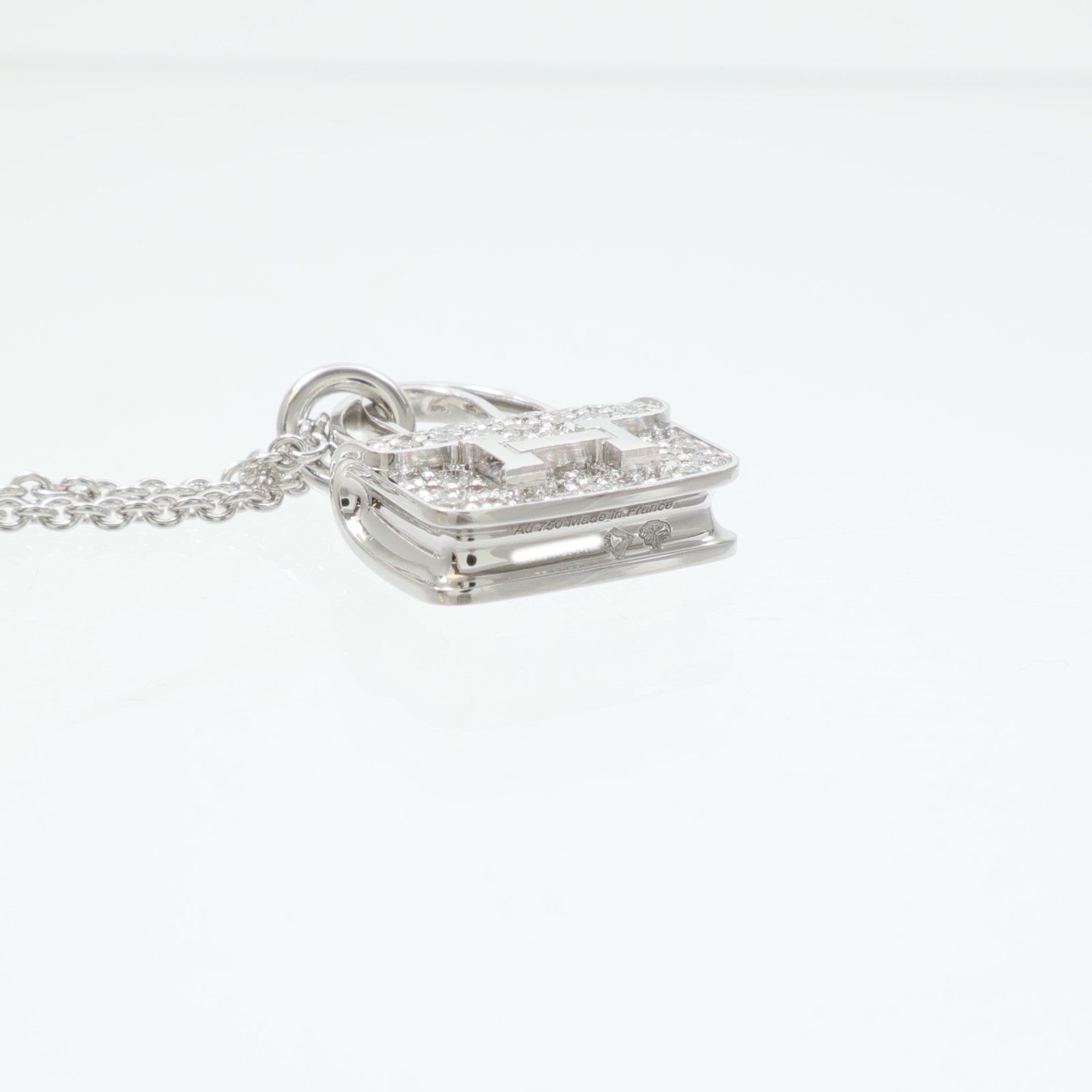 HERMES 18K白金Amulettes Constance Pendant鑽石項鍊