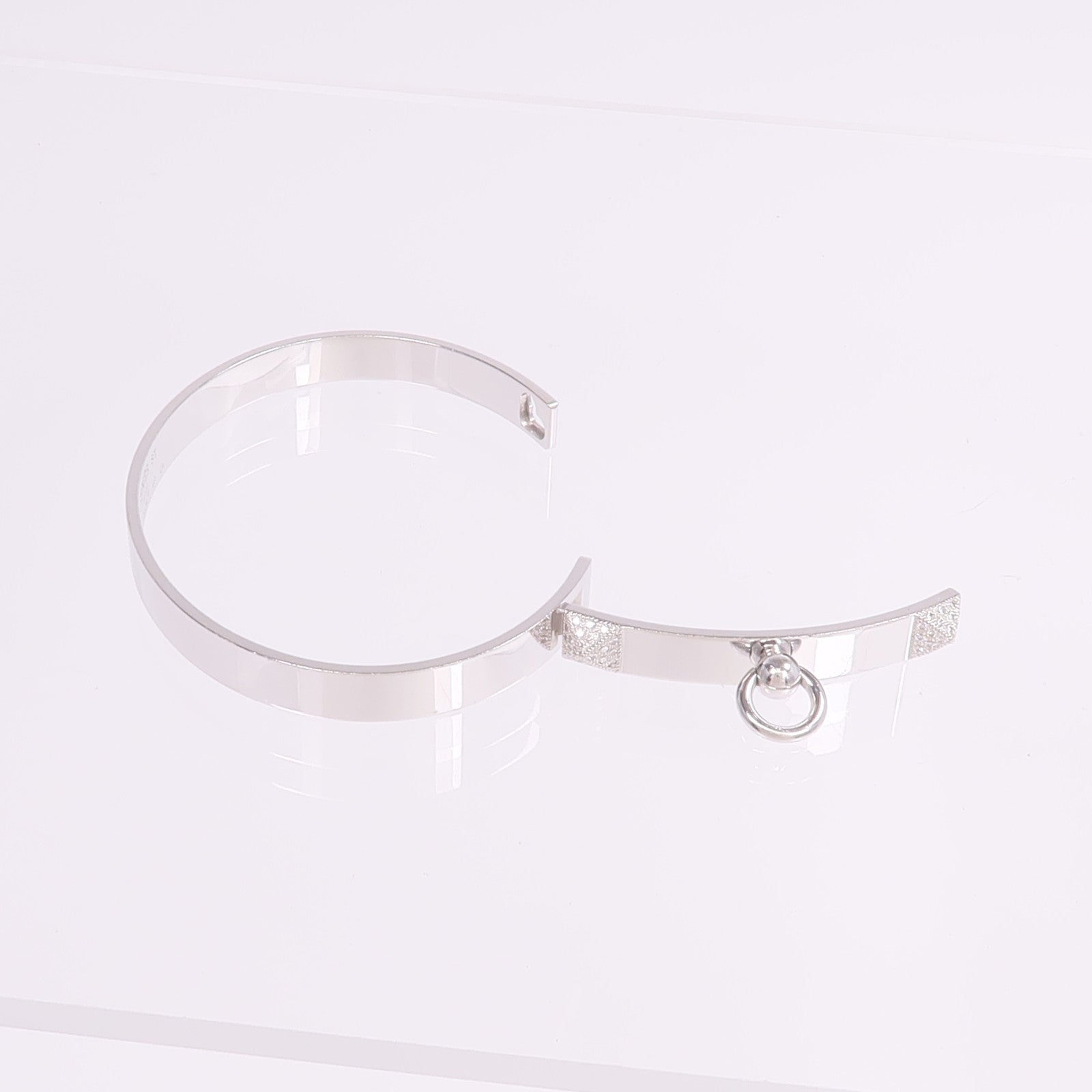 HERMES 18K白金Collier de Chien PM Bracelet鑽石手鐲