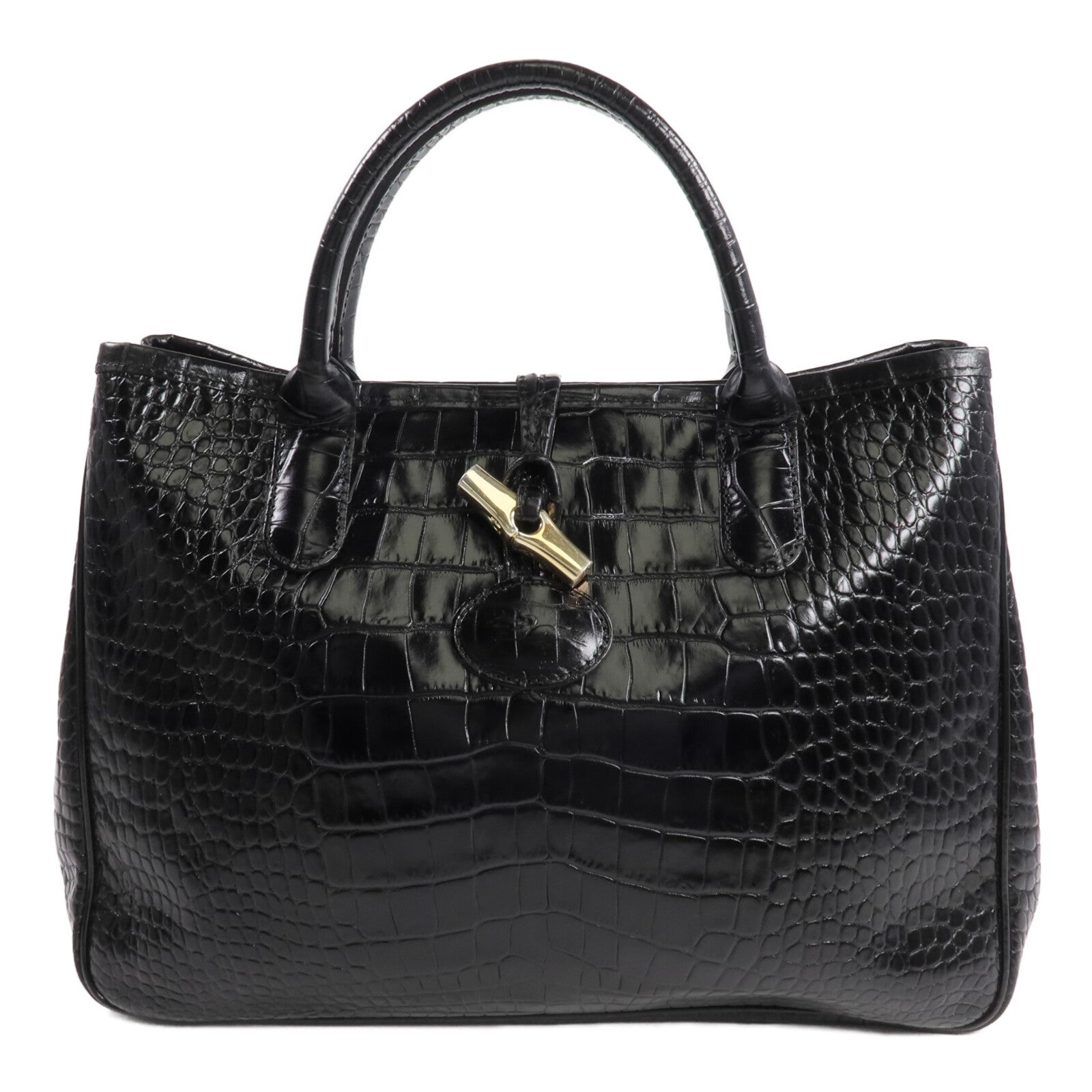 Longchamp 牛皮皮革Handbag金扣手挽袋