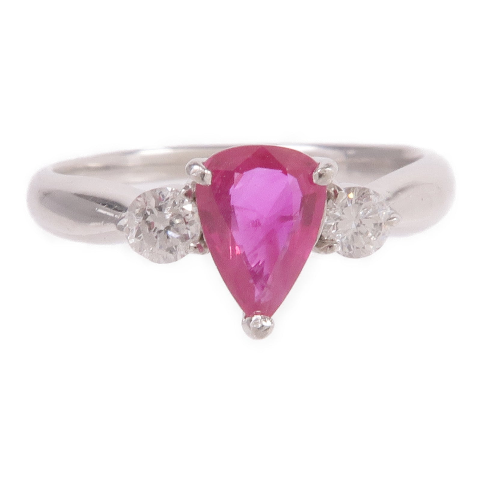 JEWELRY PT900鉑金Ruby Diamond Ring紅寶石/鑽石戒指US#5.5