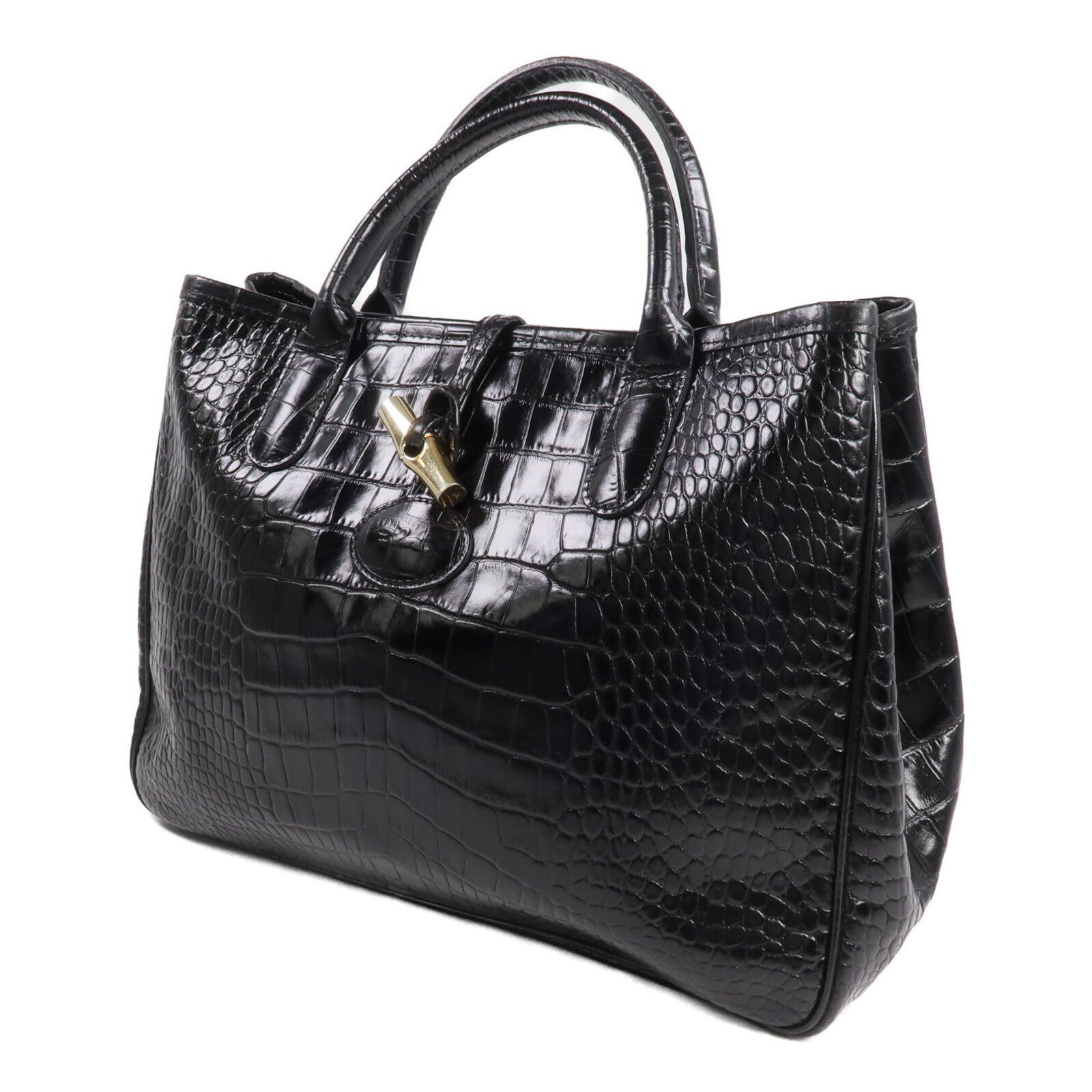 Longchamp 牛皮皮革Handbag金扣手挽袋