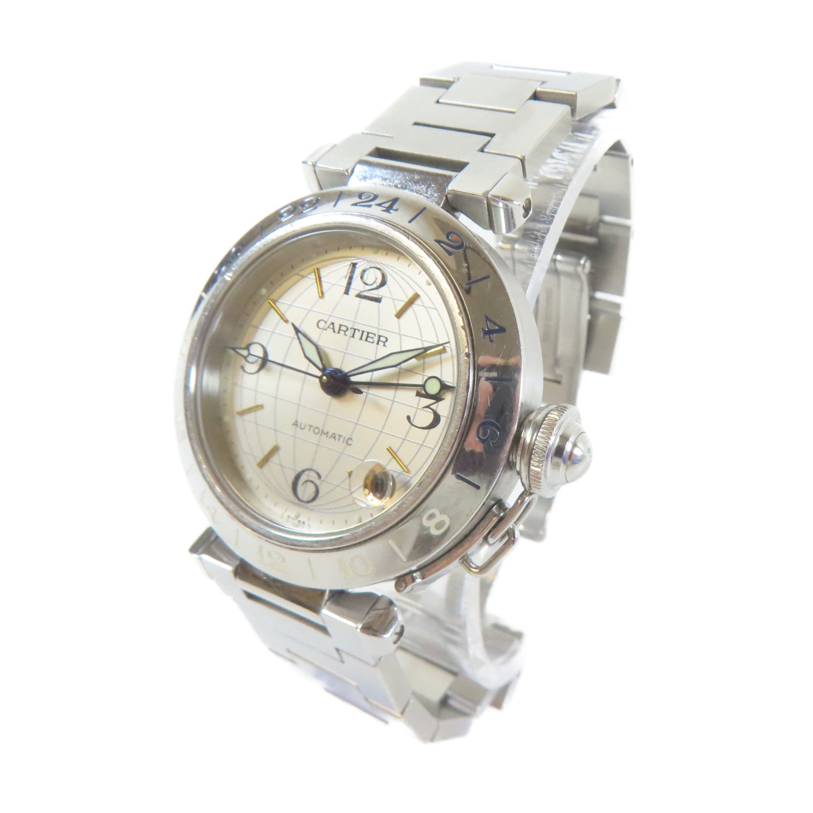 CARTIER 不鏽鋼Pasha C自動機芯手錶白色#14cm