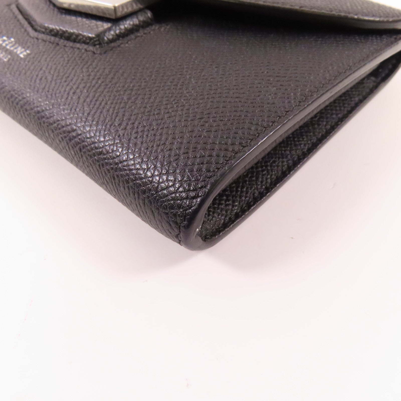 CELINE 牛皮皮革Trotteur Wallet銀扣錢包黑色