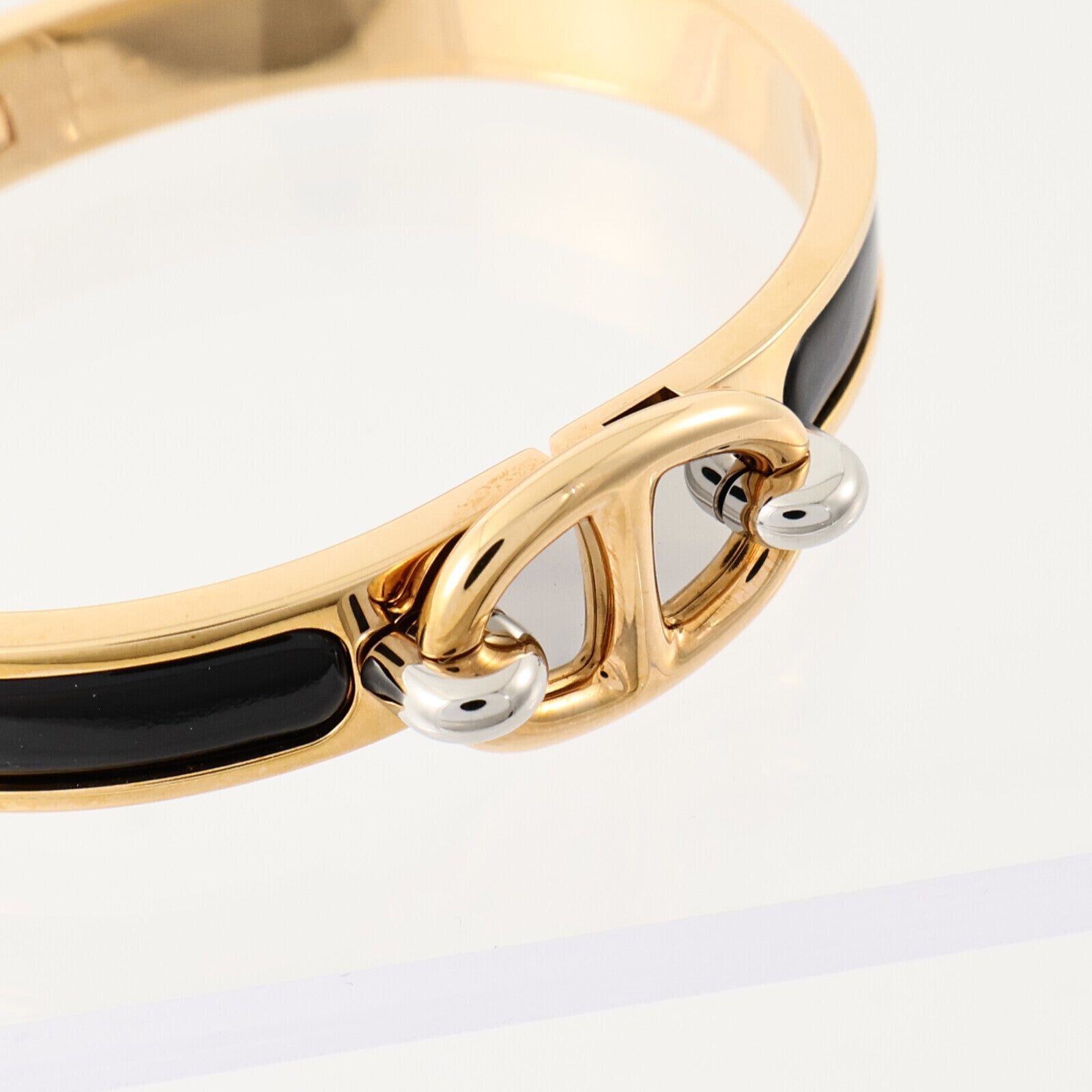 HERMES 金屬/琺瑯Mini Clic Chaine d'Ancre Bracelet金扣手鏈Black
