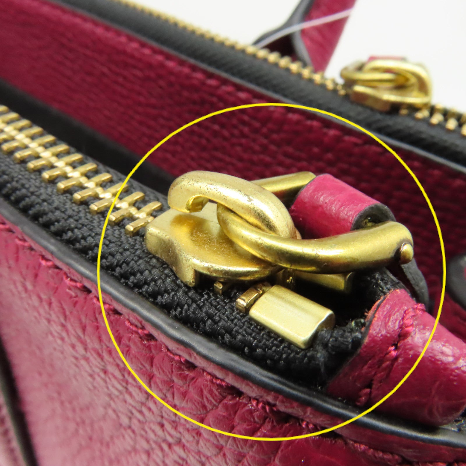 MARC JACOBS 牛皮皮革2 Way Shoulder Bag金扣手挽肩背兩用袋酒紅色