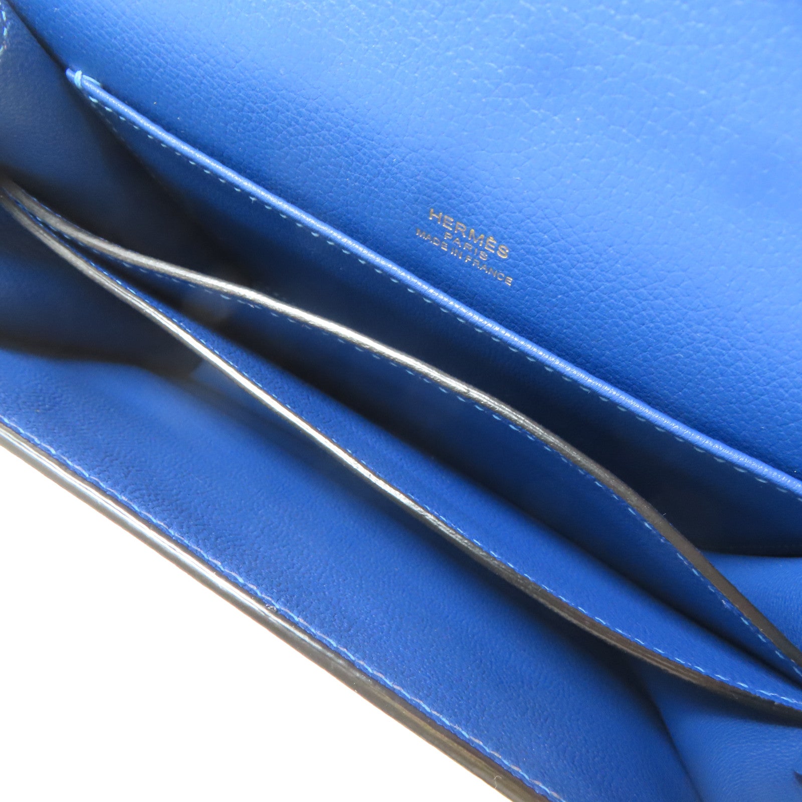HERMES Evercolor皮革Mini Roulis金扣肩背袋藍色