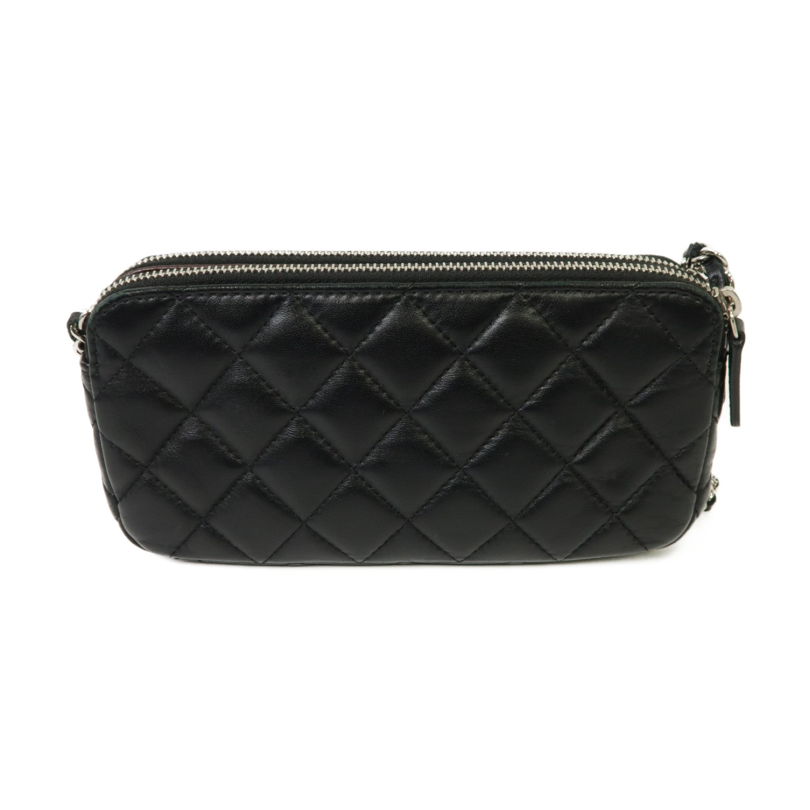 CHANEL 【激減優惠】菱格羊皮皮革Chain Shoulder Bag銀扣鏈帶肩背袋黒色