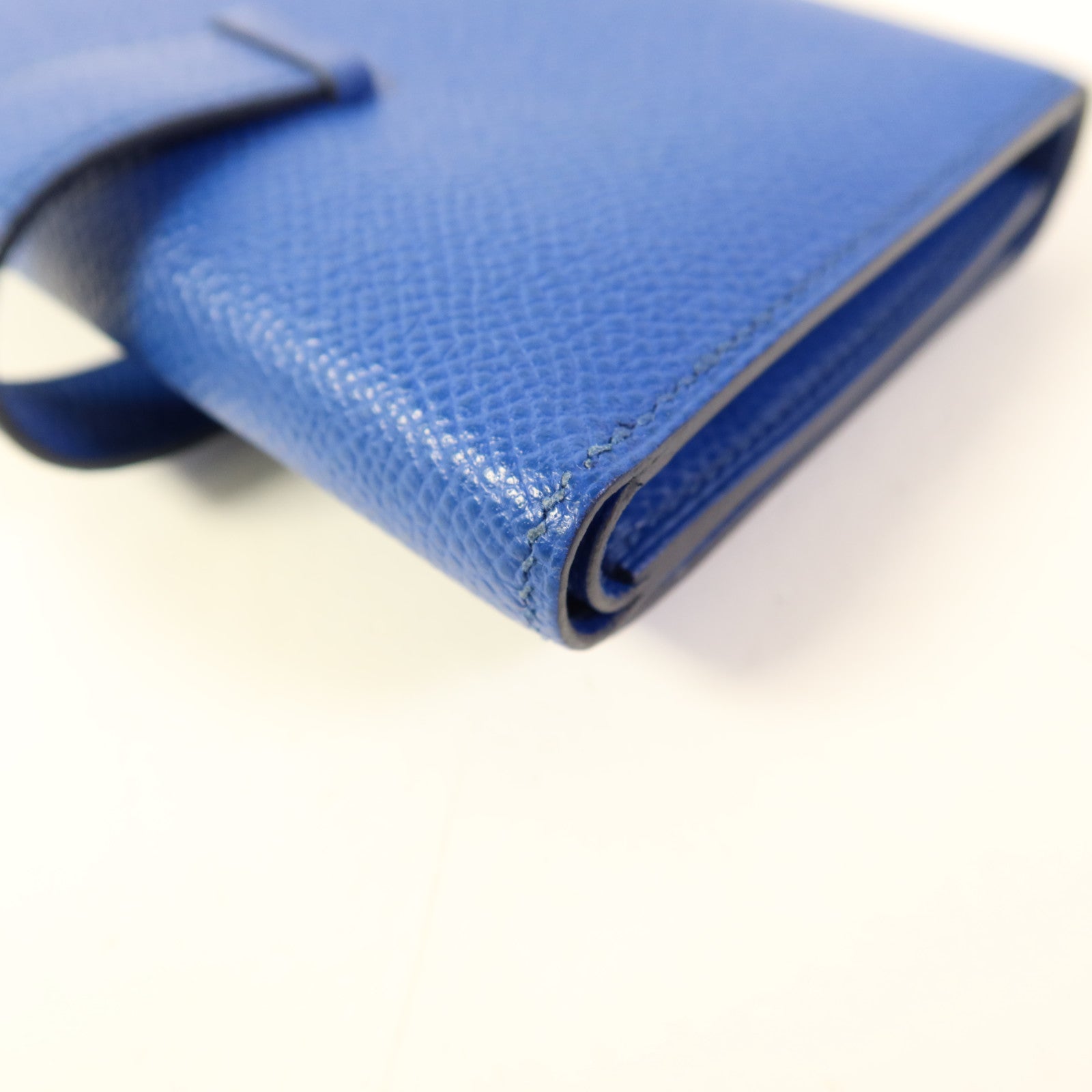 HERMES Epsom皮革Bearn Trifold Wallet銀扣錢包Bleu Saphir