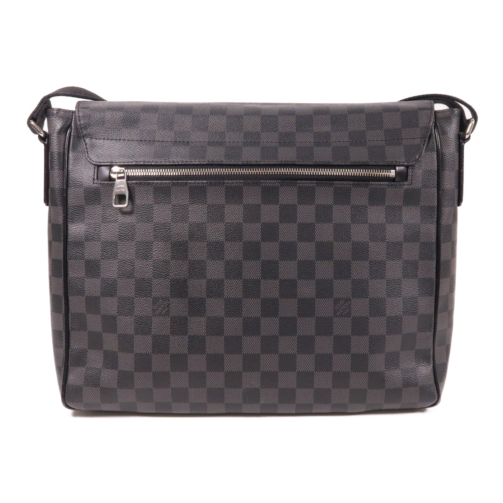 LOUIS VUITTON Damier Graphite District GM銀扣肩背袋