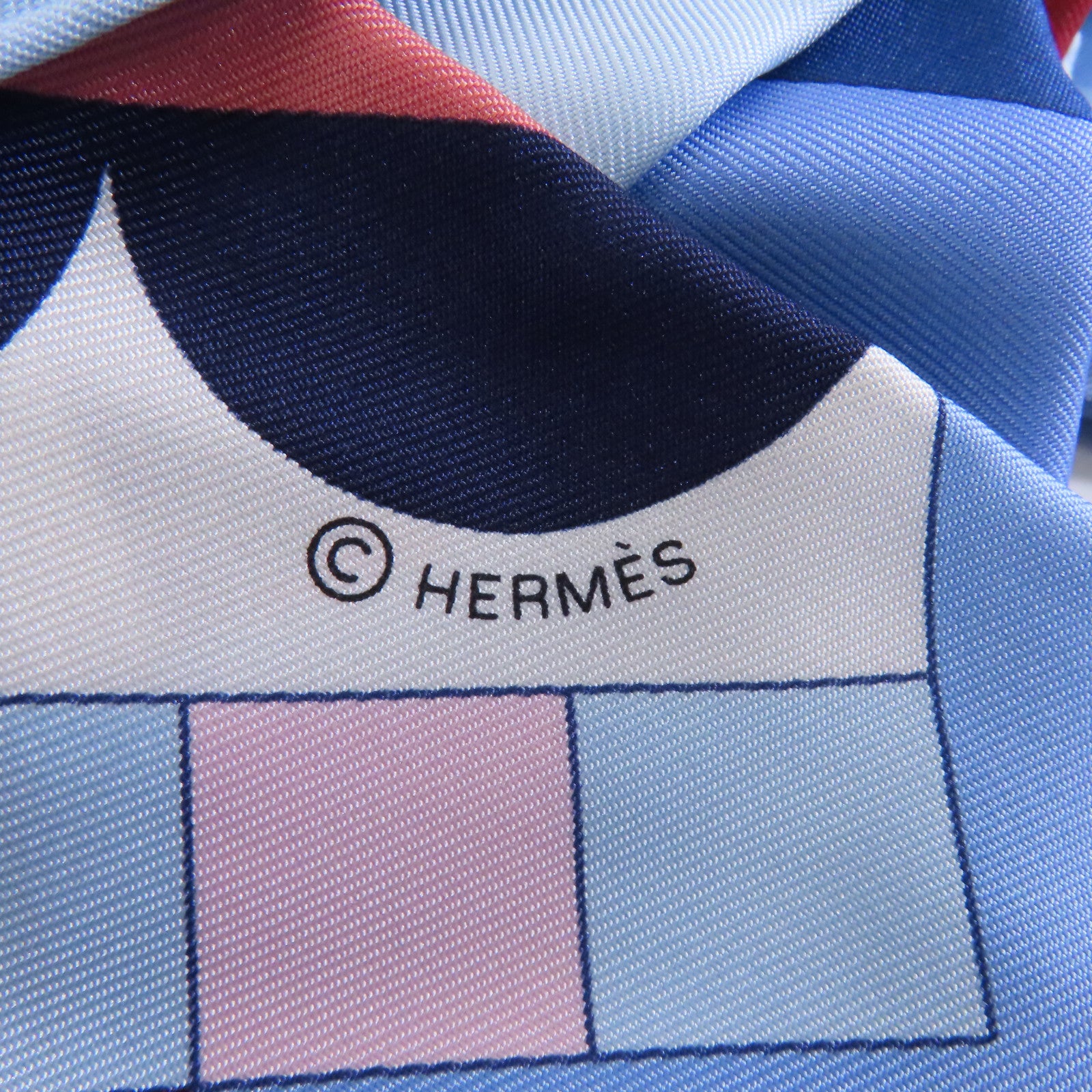 HERMES 絲質Scarf絲巾淺藍色/彩色
