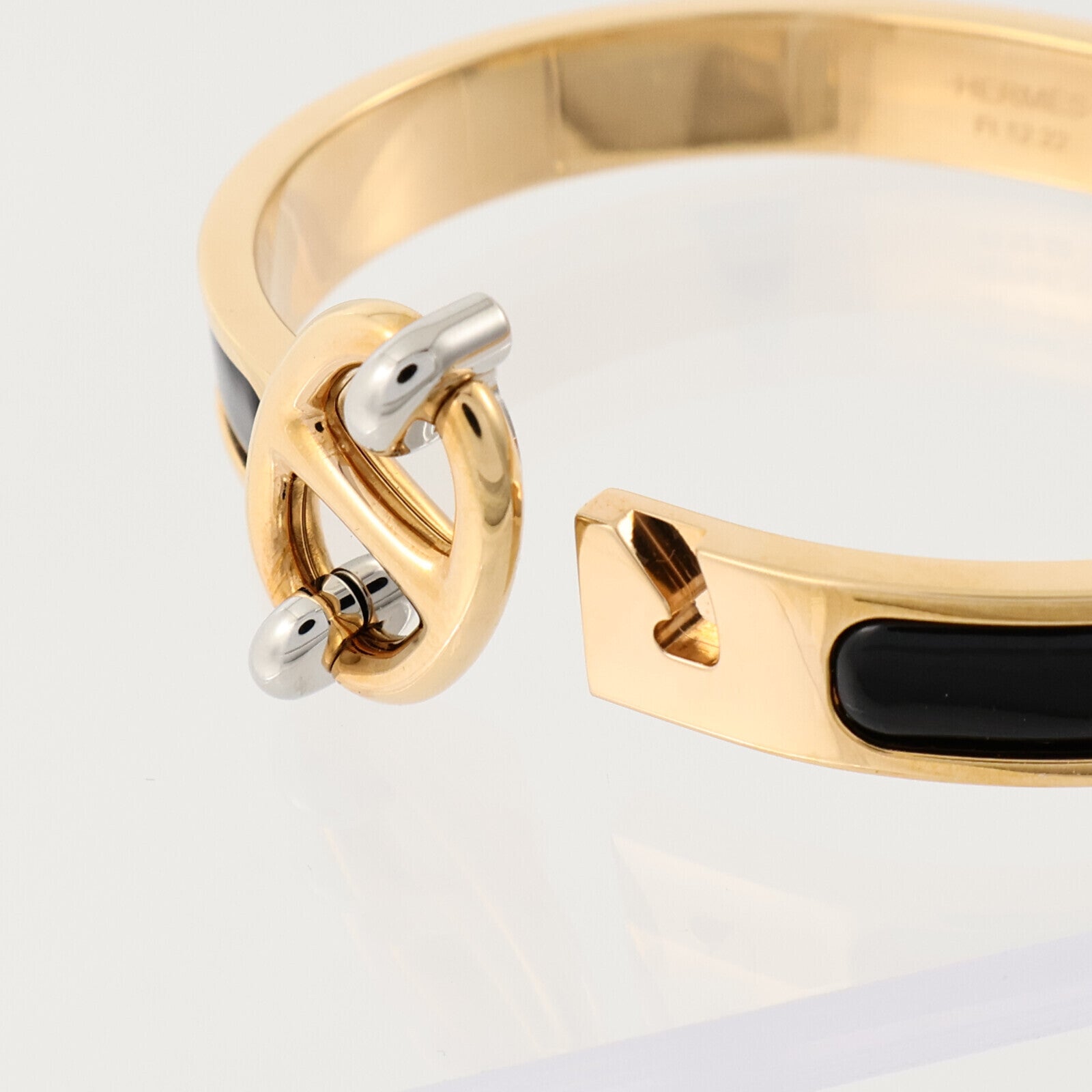 HERMES 金屬/琺瑯Mini Clic Chaine d'Ancre Bracelet金扣手鏈Black