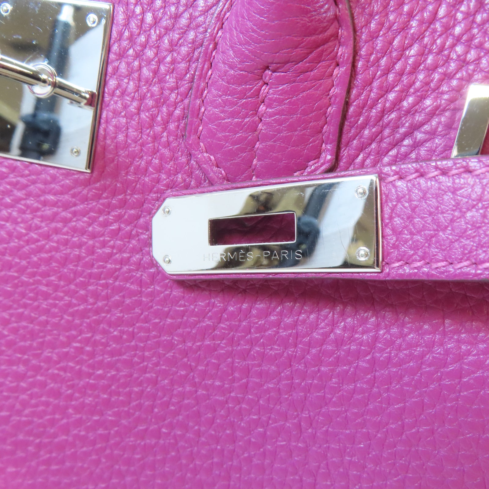 HERMES 【激減優惠】Clemence皮革Birkin 30銀扣手挽袋Rose Purple/桃紫色