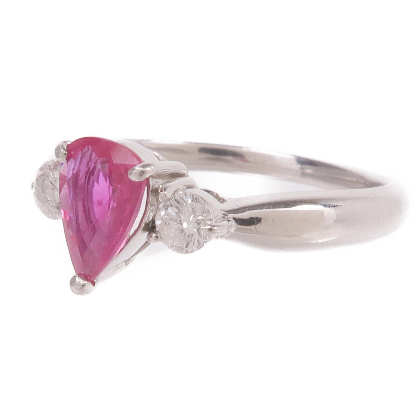 JEWELRY PT900鉑金Ruby Diamond Ring紅寶石/鑽石戒指US#5.5