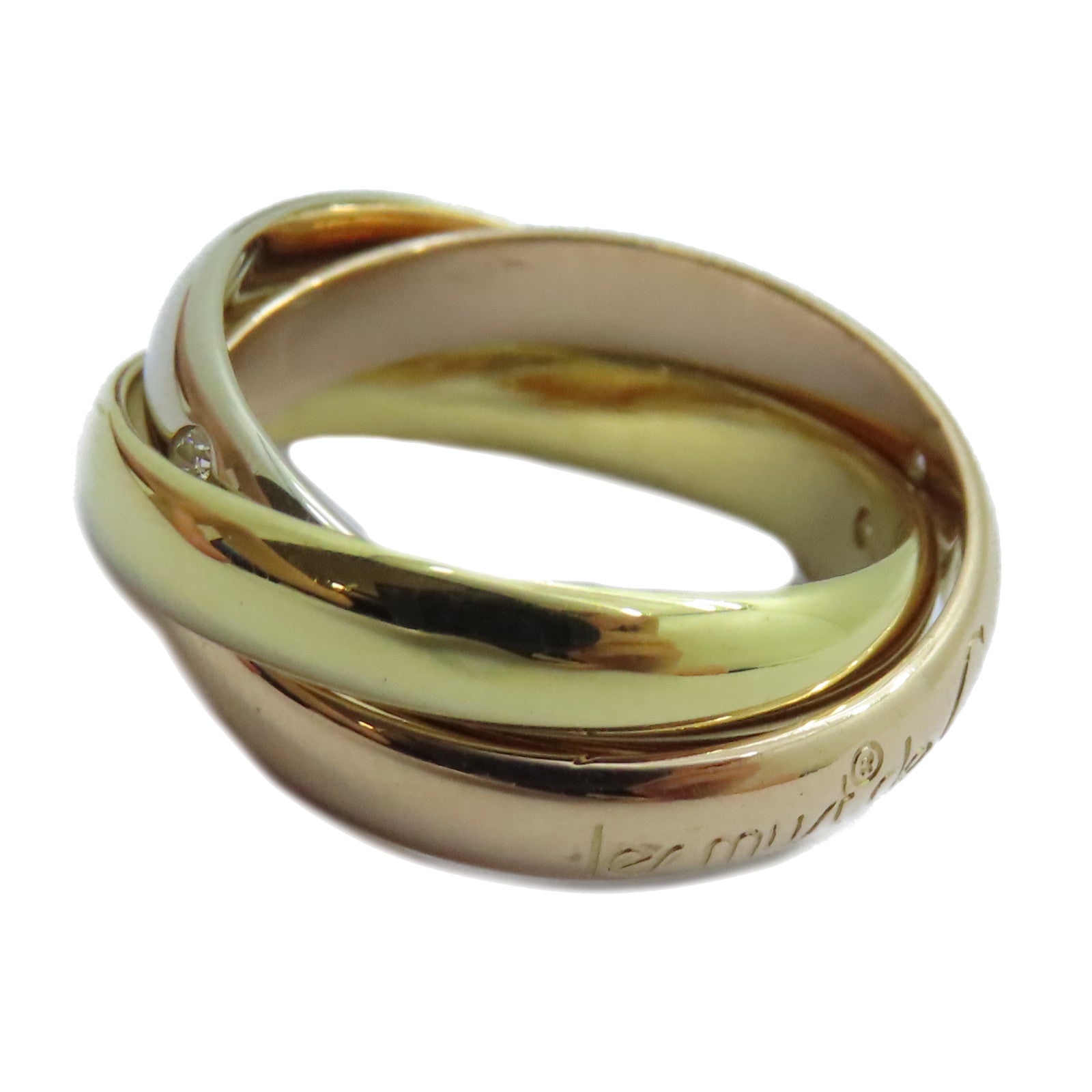 CARTIER 【激減優惠】18K黃金/白金/玫瑰金Trinity Diamond戒指Cartier#49/US#4.75
