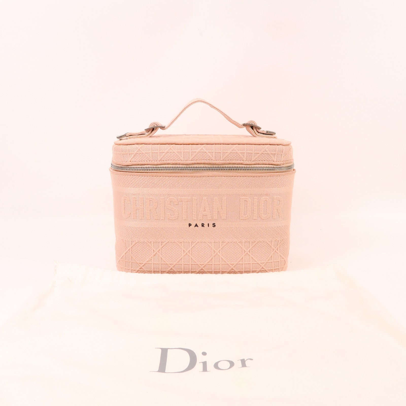 Dior 帆布Vanity Case銀扣手挽袋