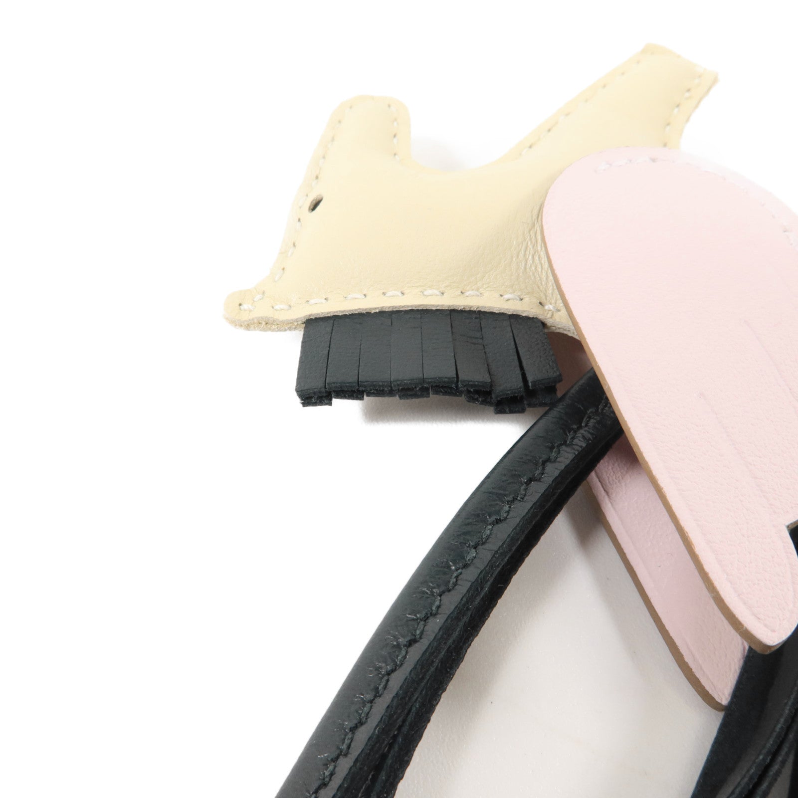 HERMES Milo皮革/Swift皮革Rodeo Pegase PM掛飾Craie/Vert Cypres/Mauve Sylvestre