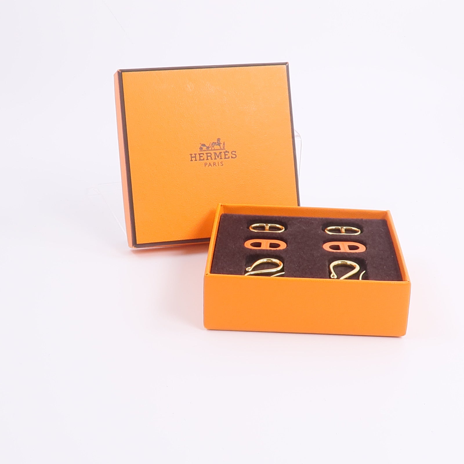 HERMES 金屬O'Maillon耳環Orange