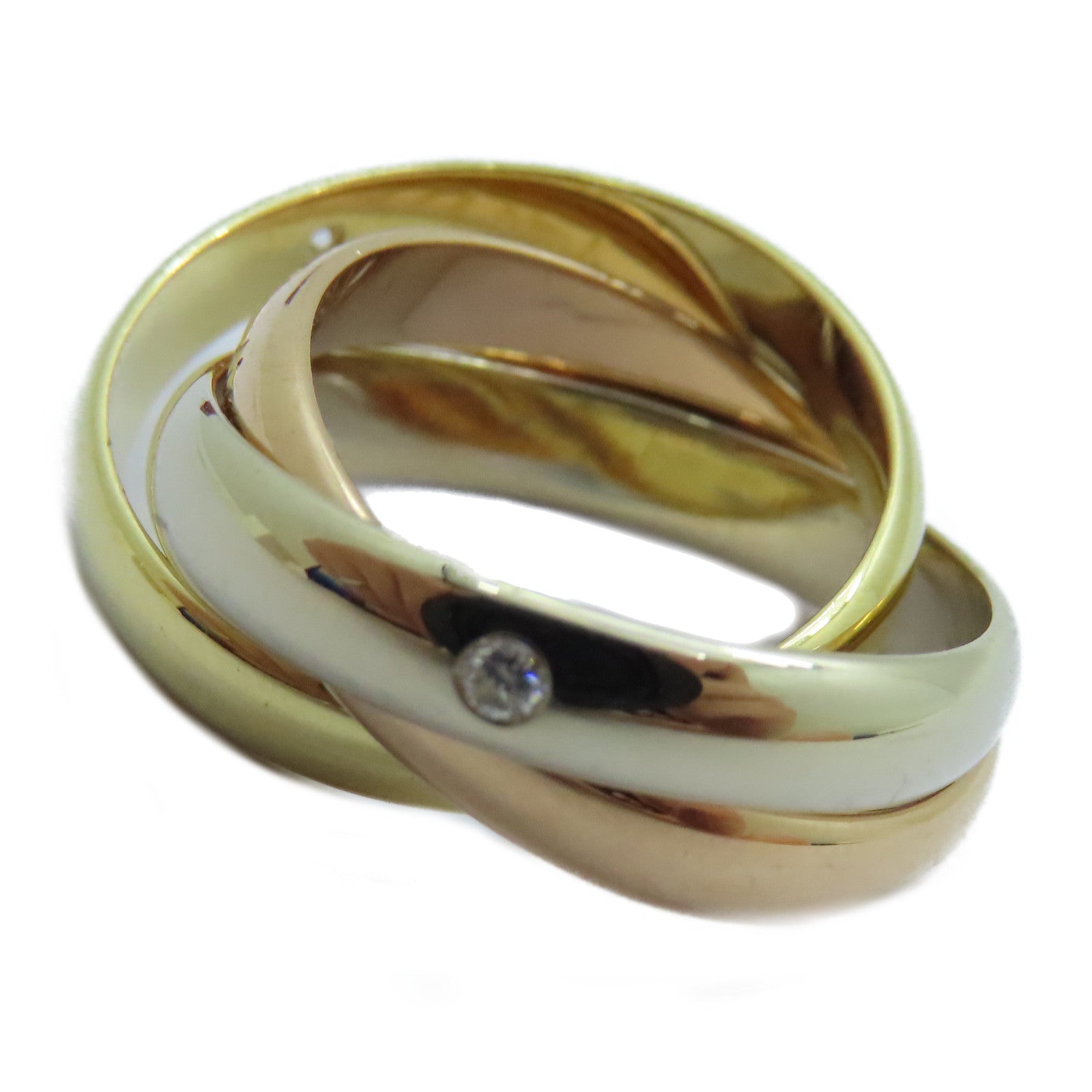 CARTIER 【激減優惠】18K黃金/白金/玫瑰金Trinity Diamond戒指Cartier#49/US#4.75