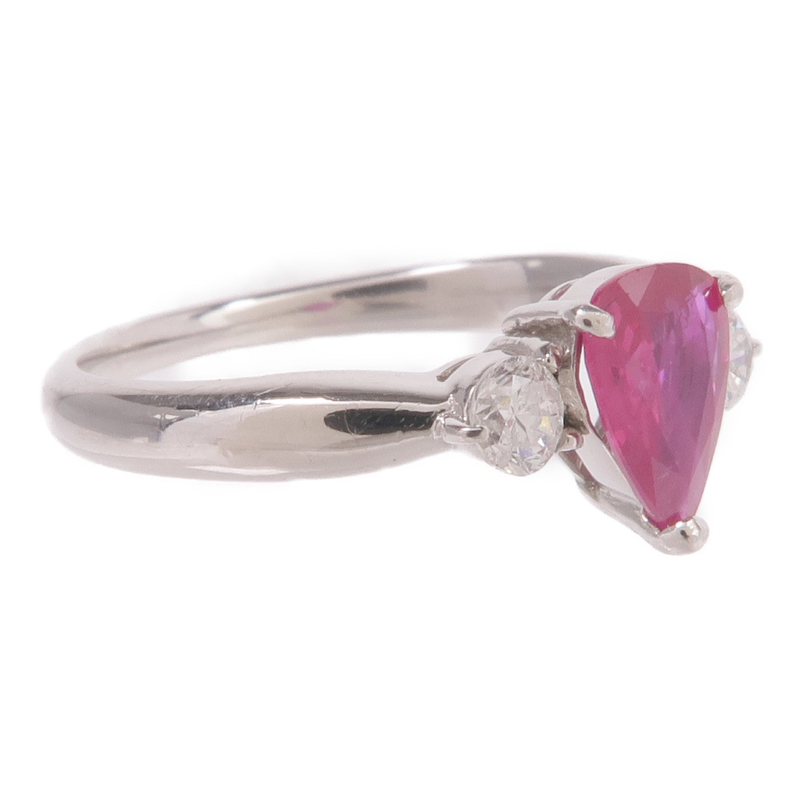 JEWELRY PT900鉑金Ruby Diamond Ring紅寶石/鑽石戒指US#5.5