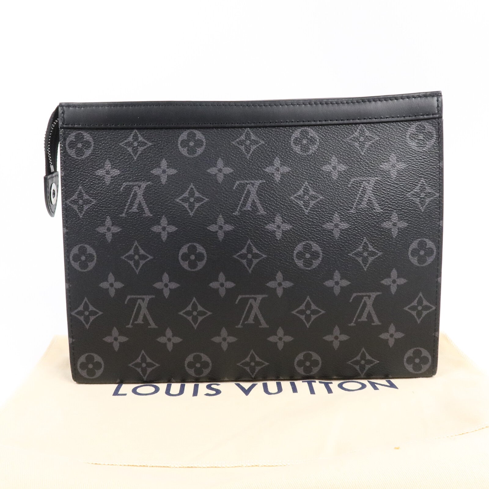LOUIS VUITTON Monogram Eclipse Pochette Voyage MM銀扣手拿包