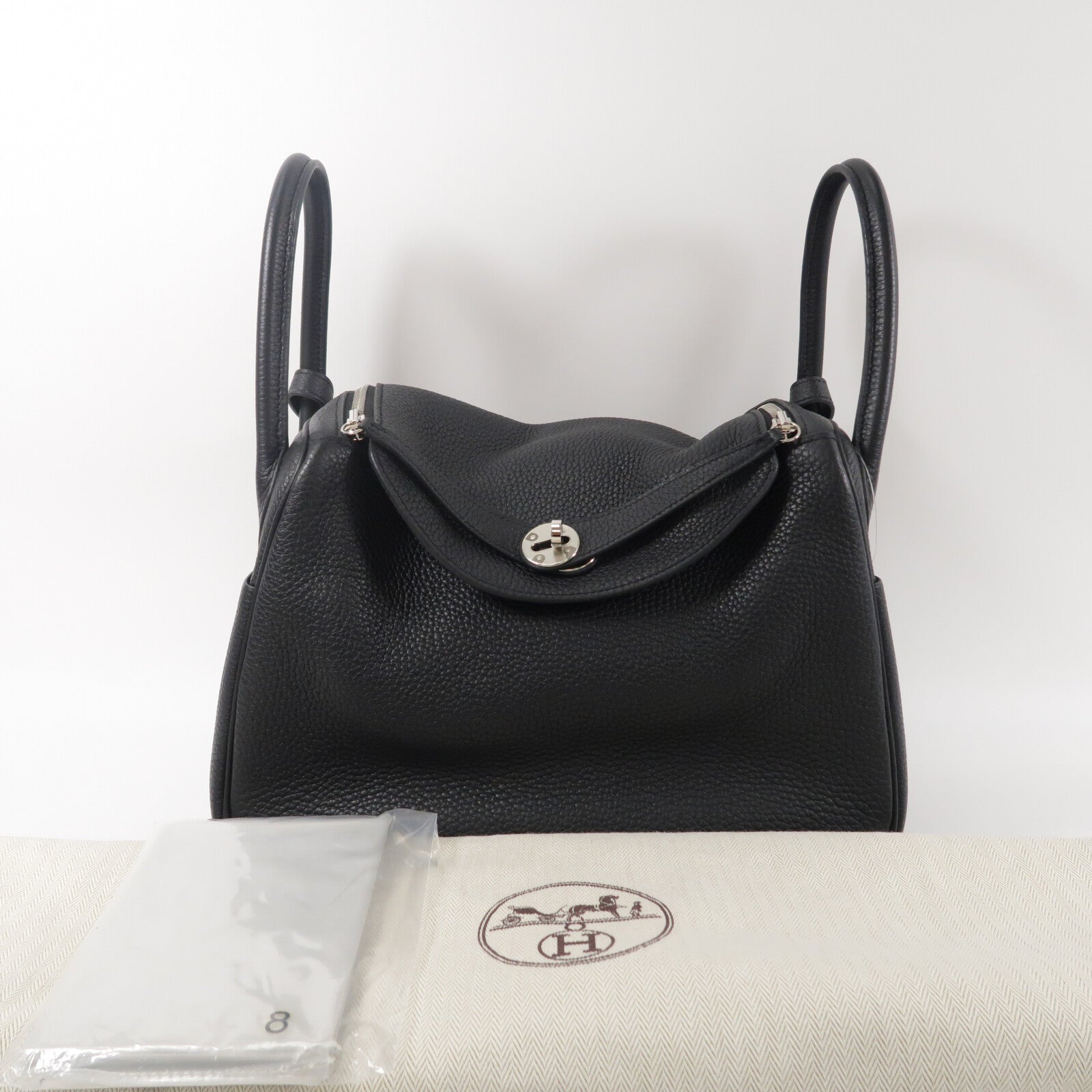 HERMES Clemence皮革Lindy 30手挽肩背兩用袋Noir