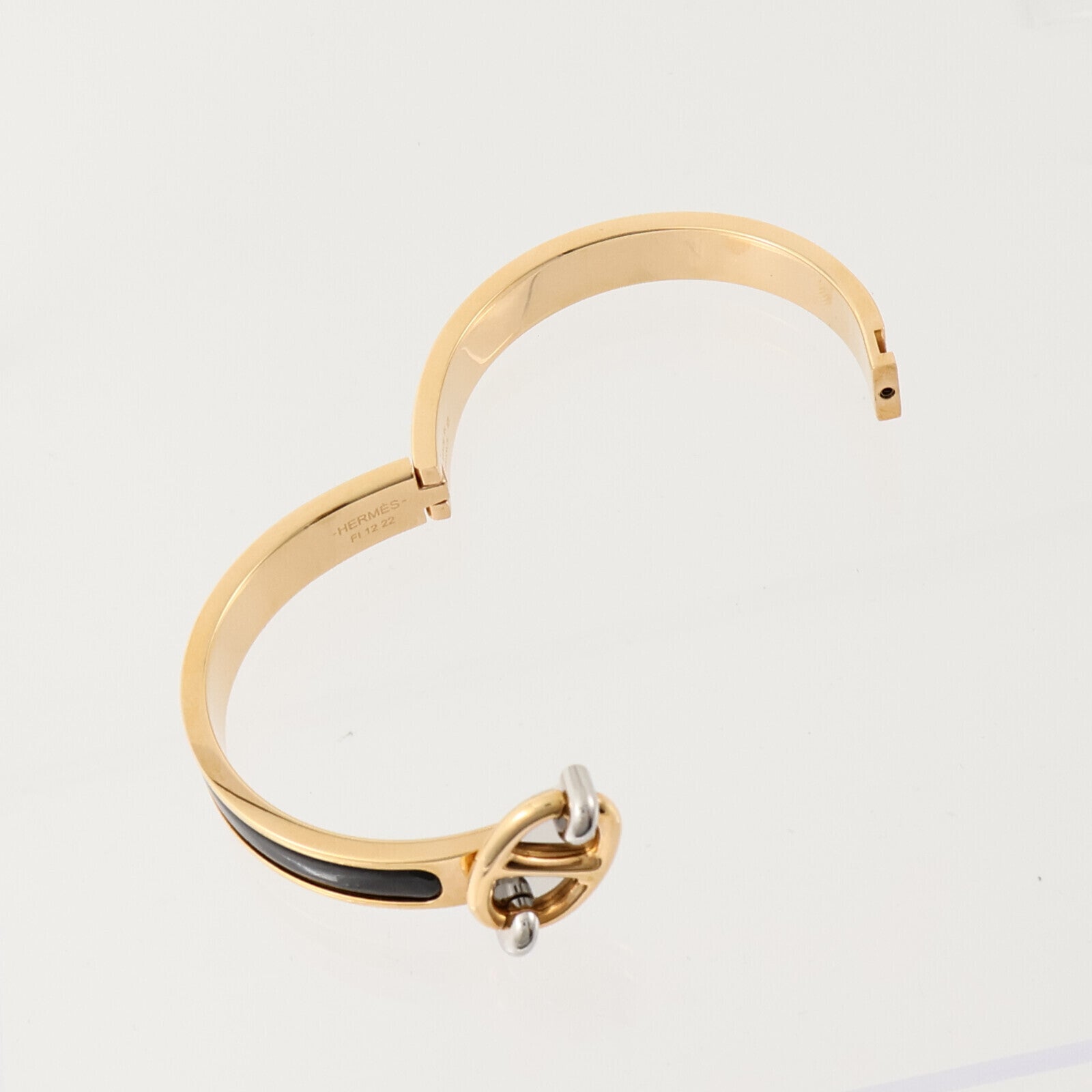 HERMES 金屬/琺瑯Mini Clic Chaine d'Ancre Bracelet金扣手鏈Black
