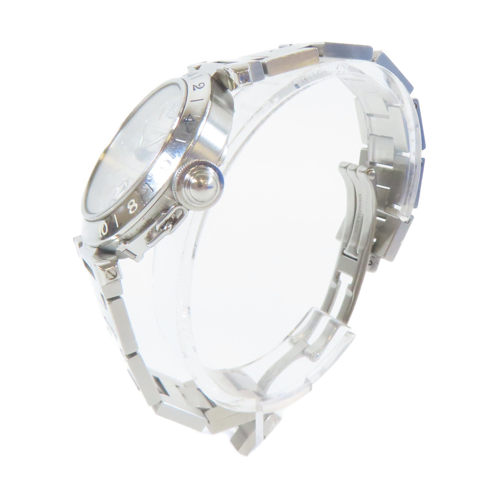 CARTIER 不鏽鋼Pasha C自動機芯手錶白色#14cm