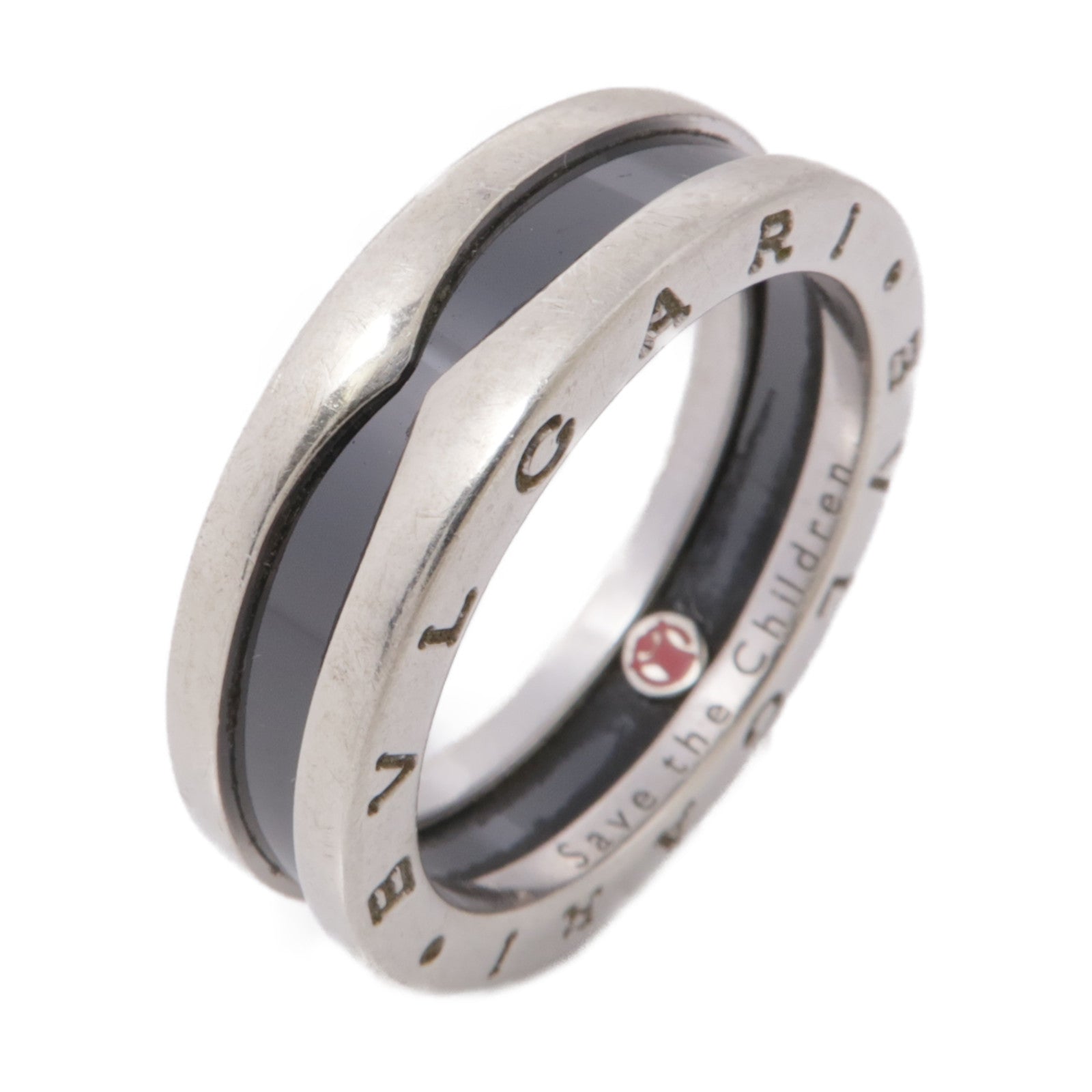 BVLGARI 925純銀/陶瓷Save The Children Ring戒指Bvlgari#61/US#9
