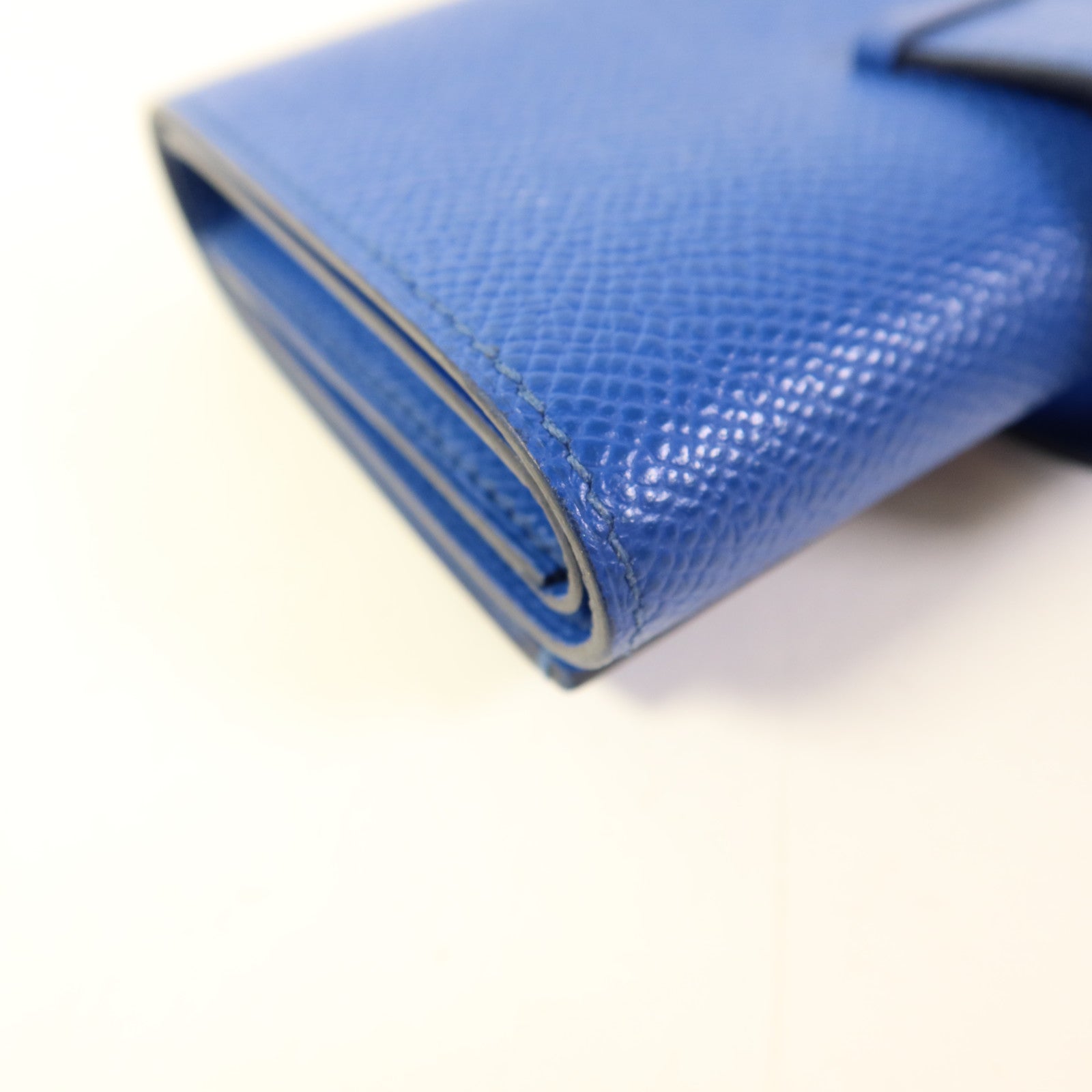 HERMES Epsom皮革Bearn Trifold Wallet銀扣錢包Bleu Saphir