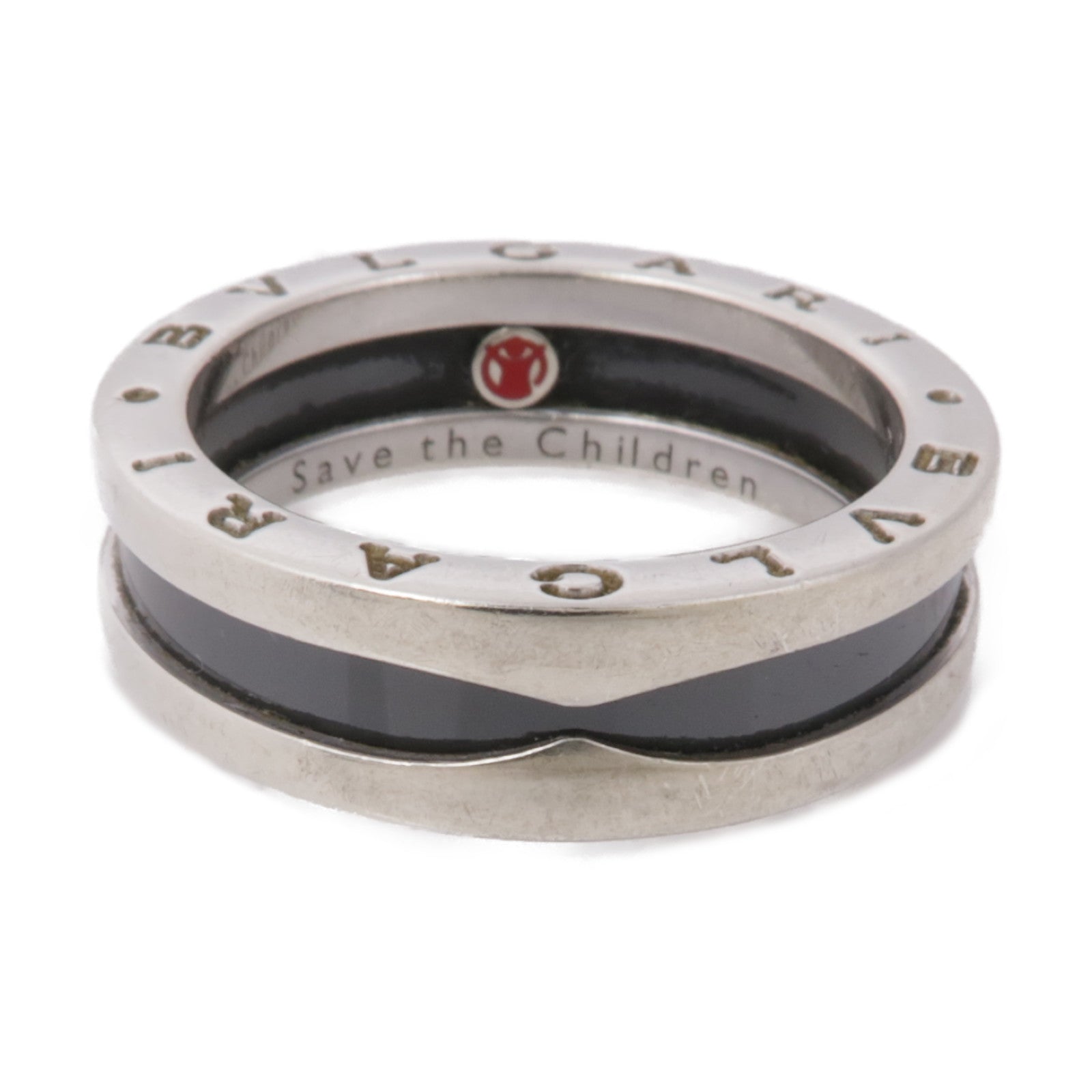 BVLGARI 925純銀/陶瓷Save The Children Ring戒指Bvlgari#61/US#9