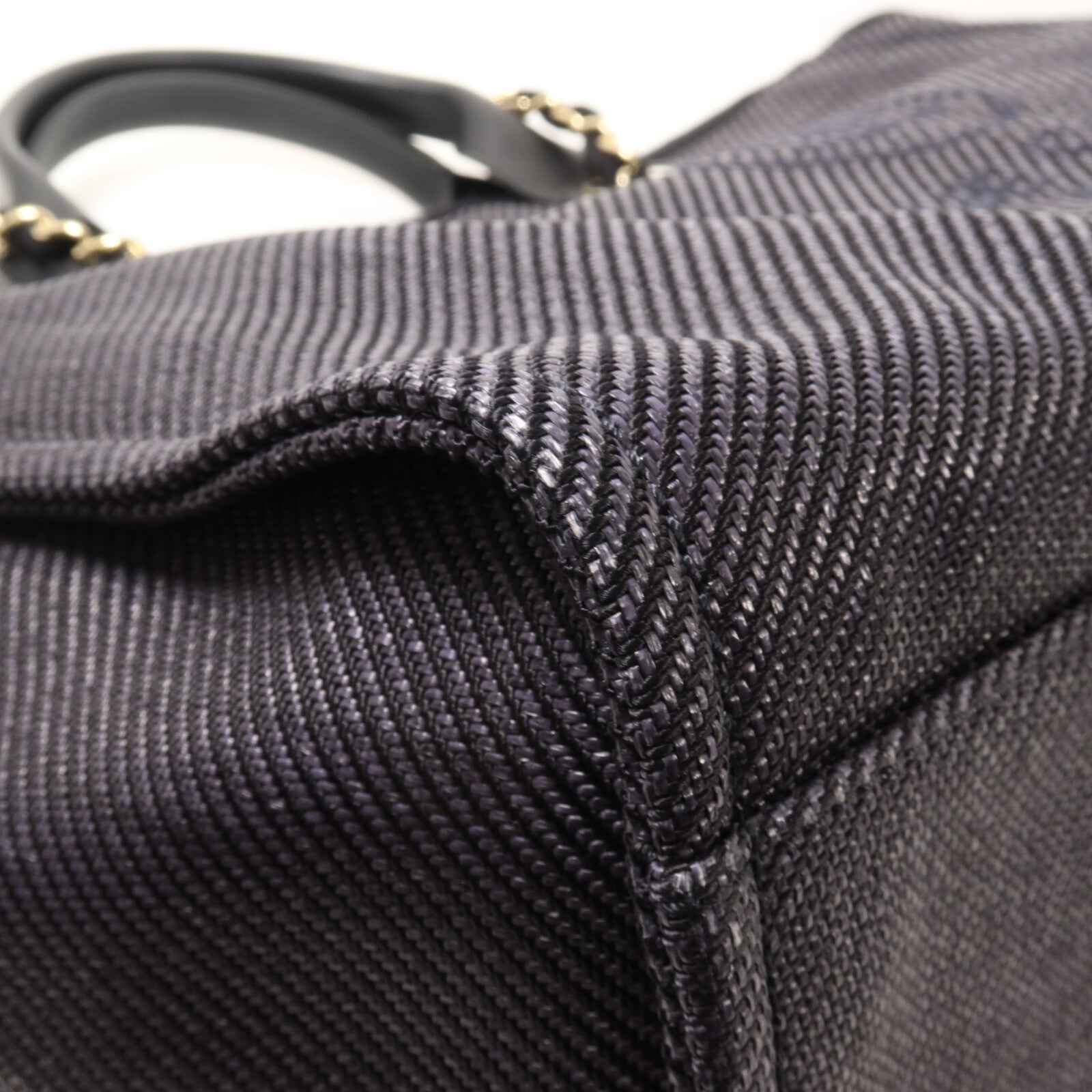 CHANEL 帆布Deauville Tote鏈帶手挽肩背兩用袋
