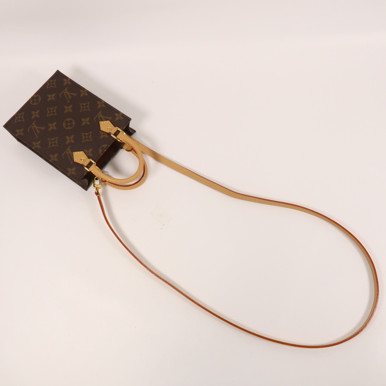LOUIS VUITTON 【激減優惠】Monogram Petit Sac Plat金扣手挽肩背兩用袋