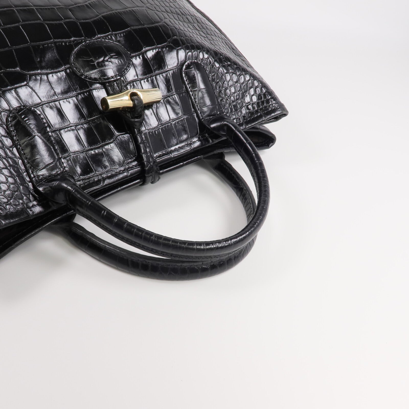 Longchamp 牛皮皮革Handbag金扣手挽袋