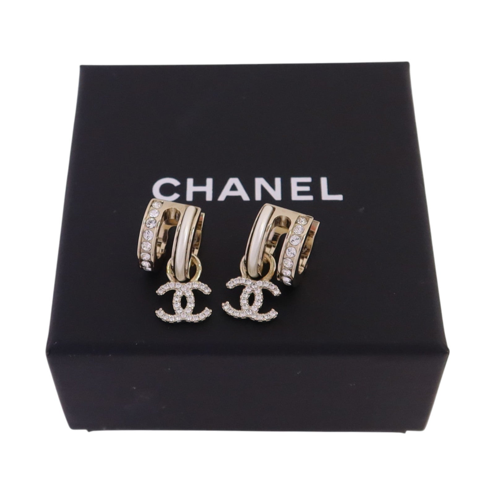 CHANEL 金屬/水鑽Earrings金扣耳環