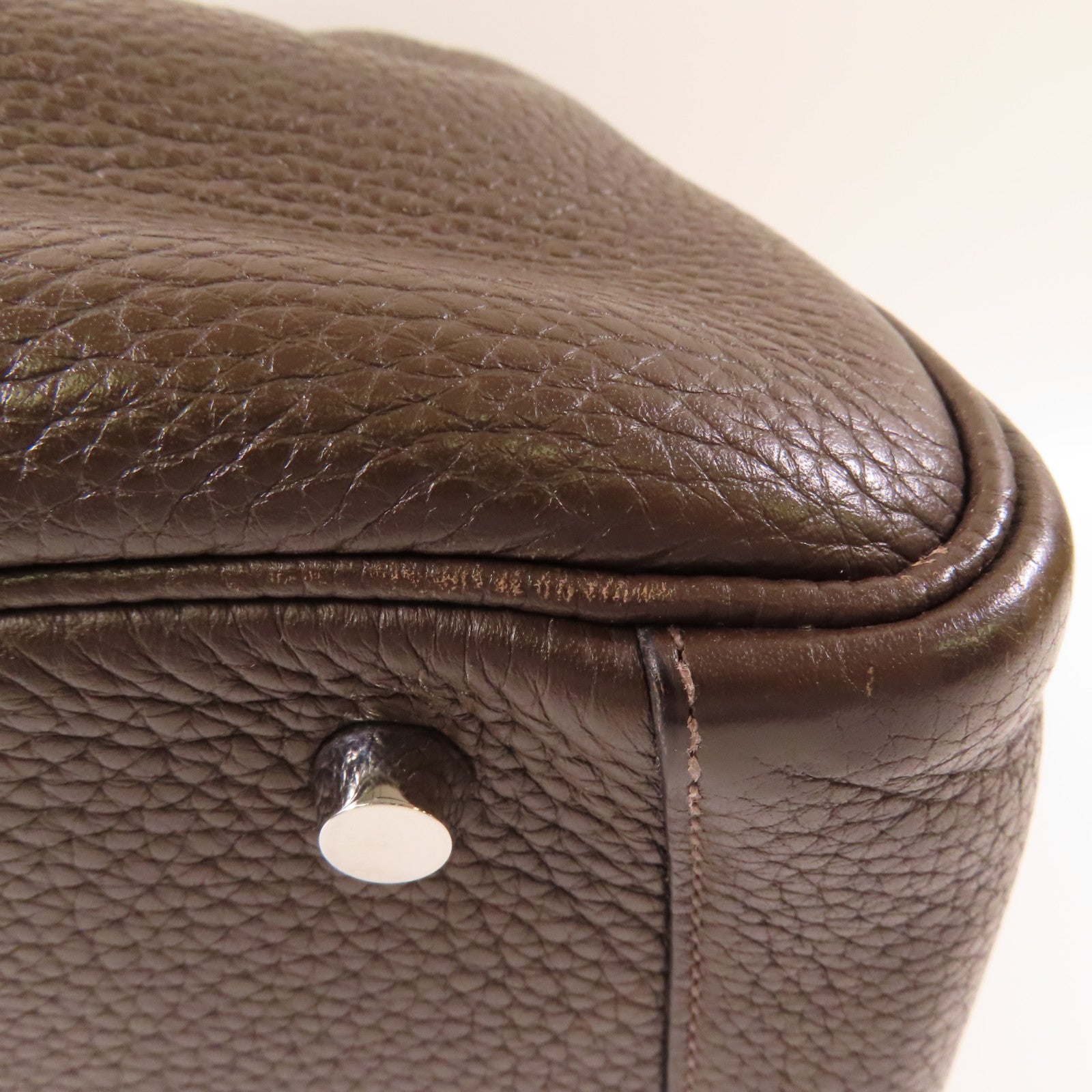 HERMES Clemence皮革Lindy 30銀扣肩背袋Cafe