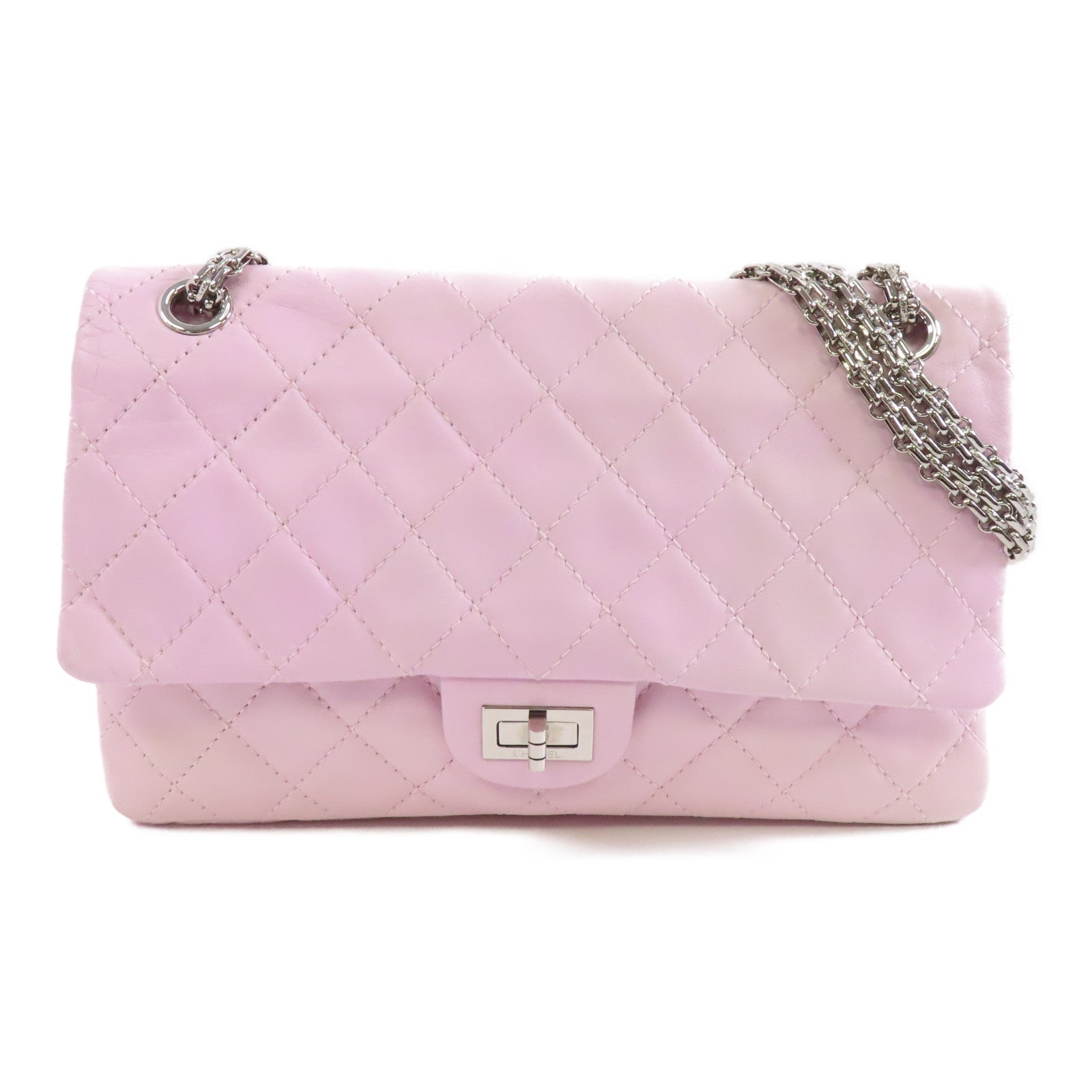 CHANEL 【激減優惠】菱格羊皮皮革2.55 Chain Shoulder Bag銀扣鏈帶肩背袋銀色