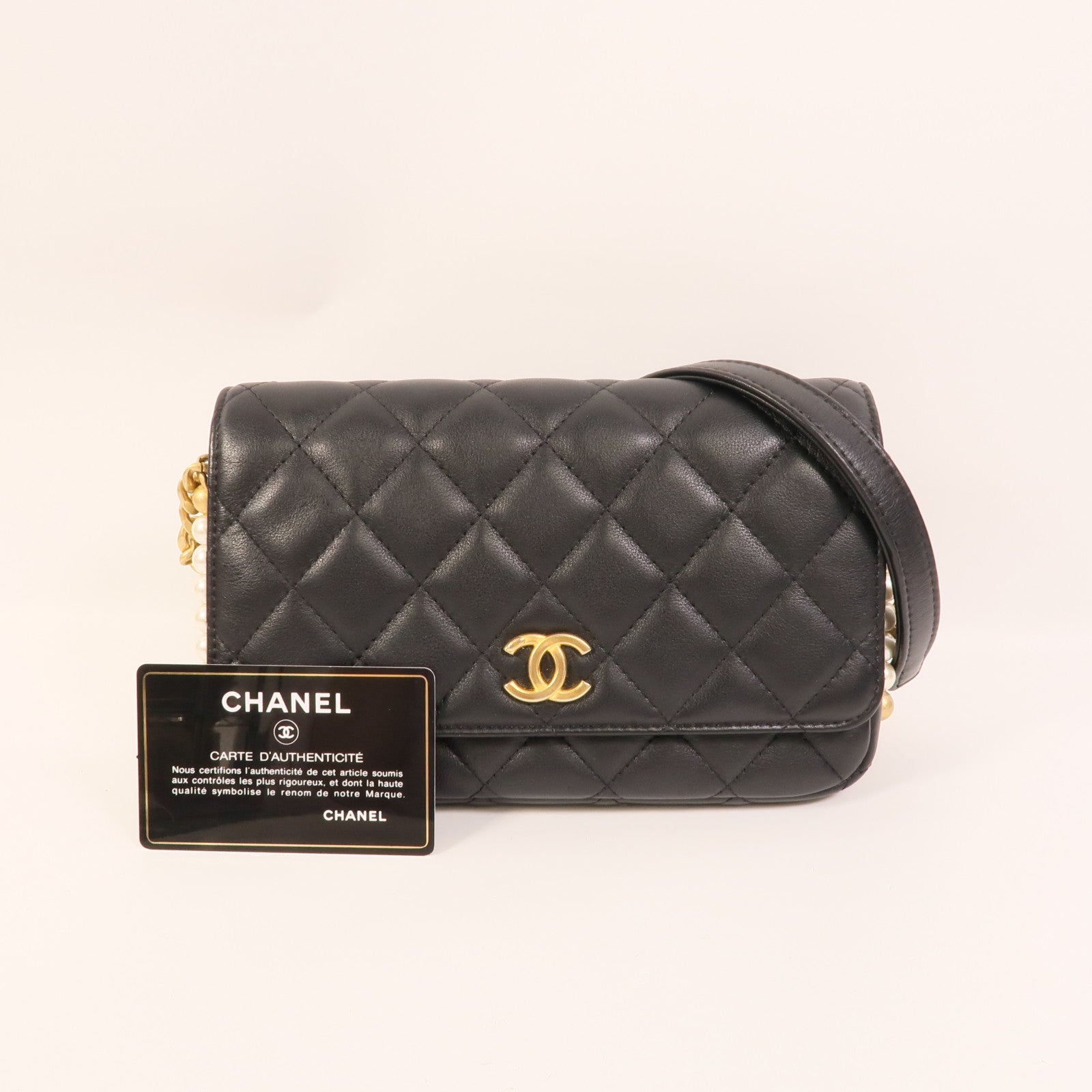 CHANEL 羊皮皮革Pearl Wallet On Chain肩背袋