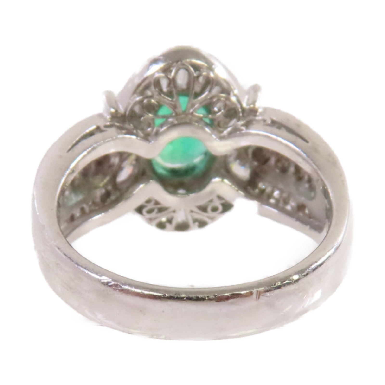 JEWELRY 【激減優惠】PT900鉑金/1.27ct綠寶石/1.13ct鑽石Emerald Diamond Ring戒指US#5.75