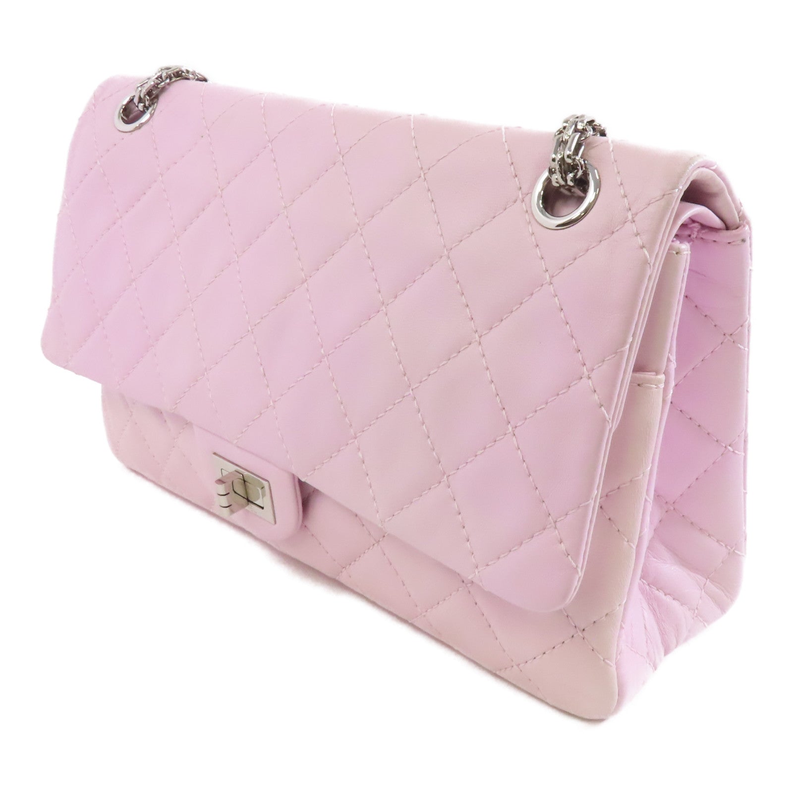 CHANEL 【激減優惠】菱格羊皮皮革2.55 Chain Shoulder Bag銀扣鏈帶肩背袋銀色