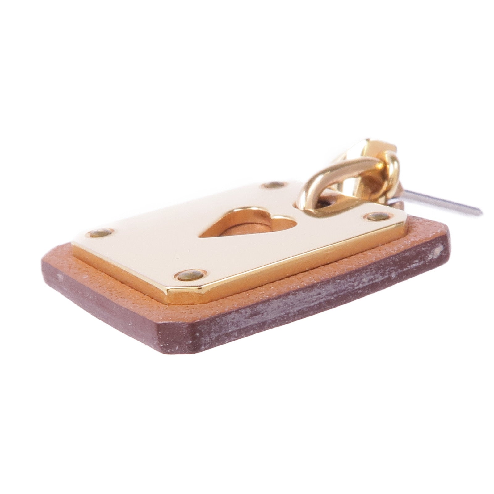 HERMES Swift皮革/鍍金As de Coeur Earrings耳環