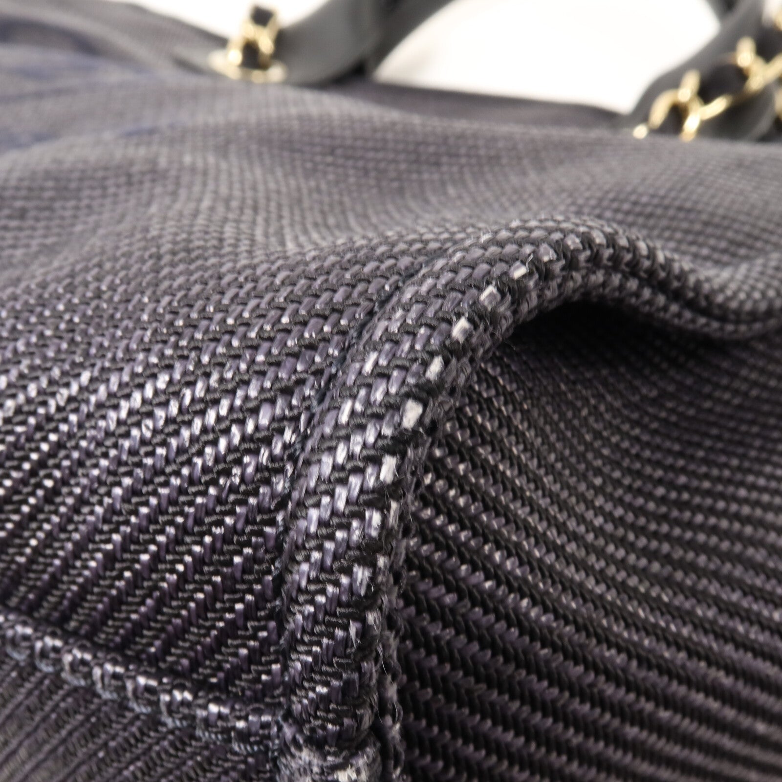 CHANEL 帆布Deauville Tote鏈帶手挽肩背兩用袋