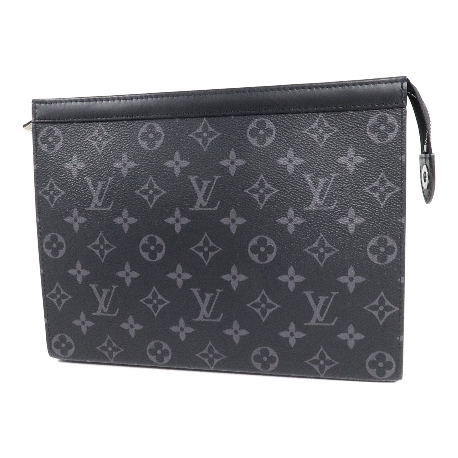 LOUIS VUITTON Monogram Eclipse Pochette Voyage MM銀扣手拿包