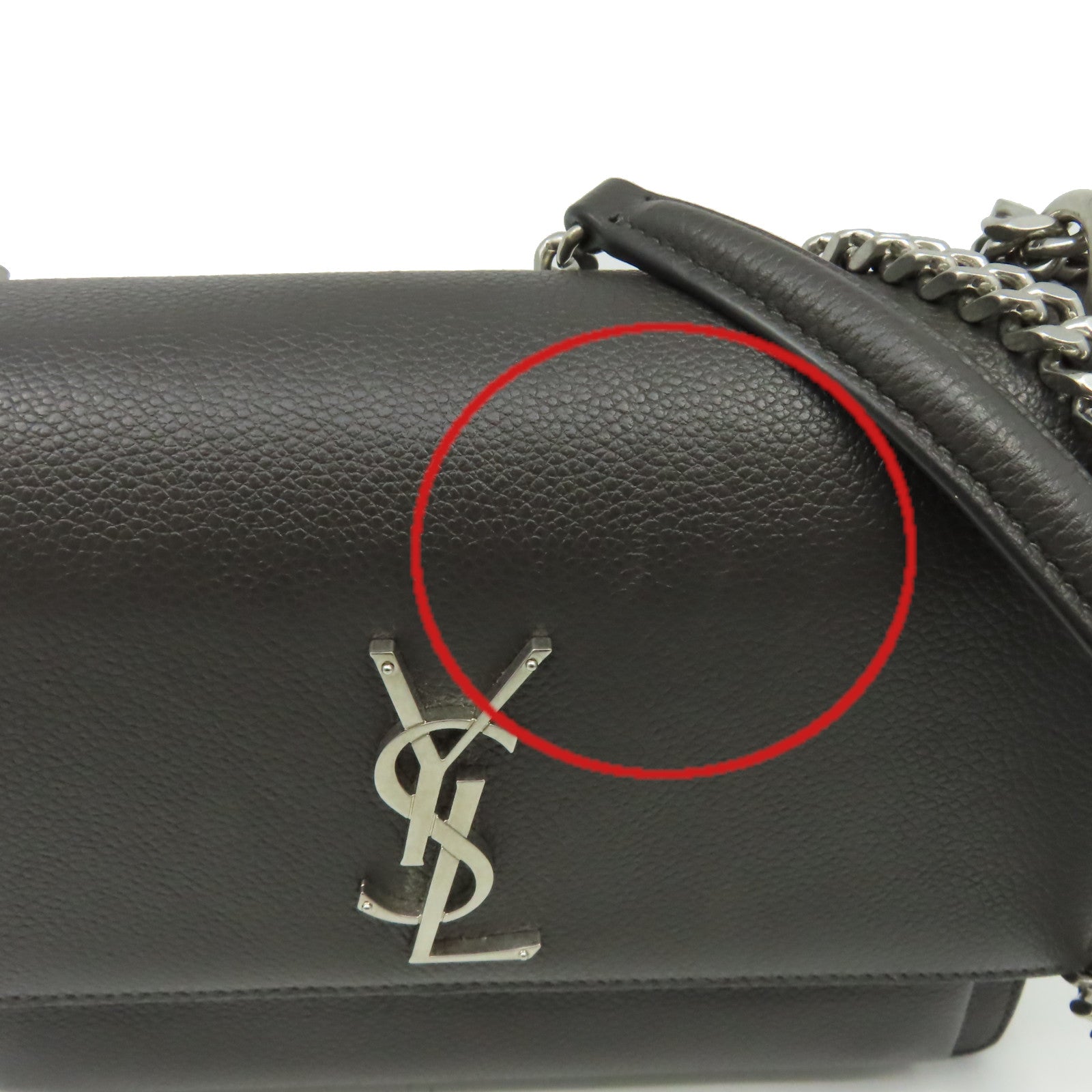 SAINT LAURENT 牛皮皮革Sunset Medium銀扣鏈帶肩背袋碳灰色