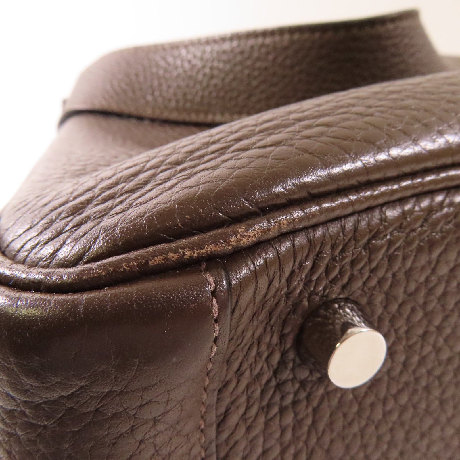 HERMES Clemence皮革Lindy 30銀扣肩背袋Cafe