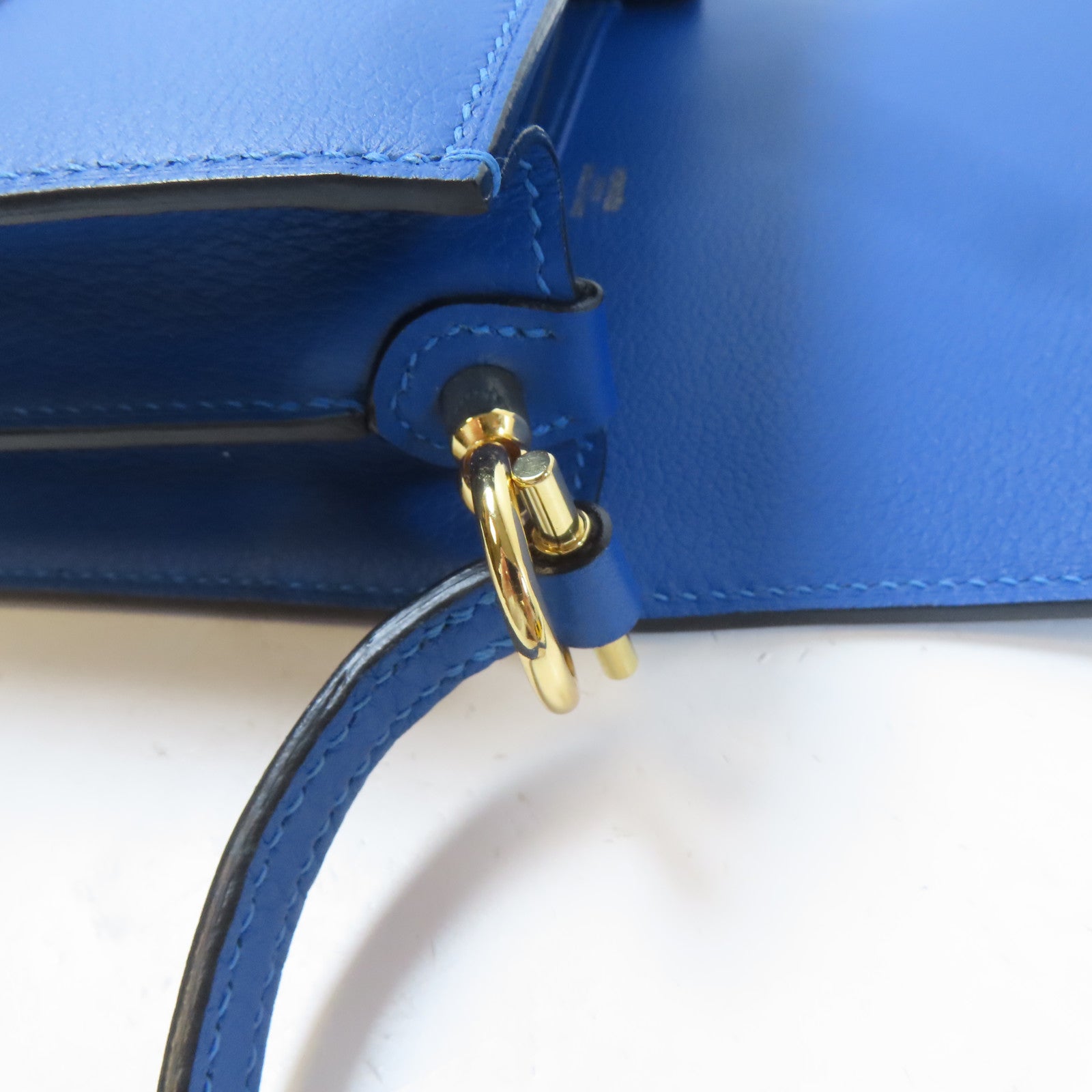 HERMES Evercolor皮革Mini Roulis金扣肩背袋藍色