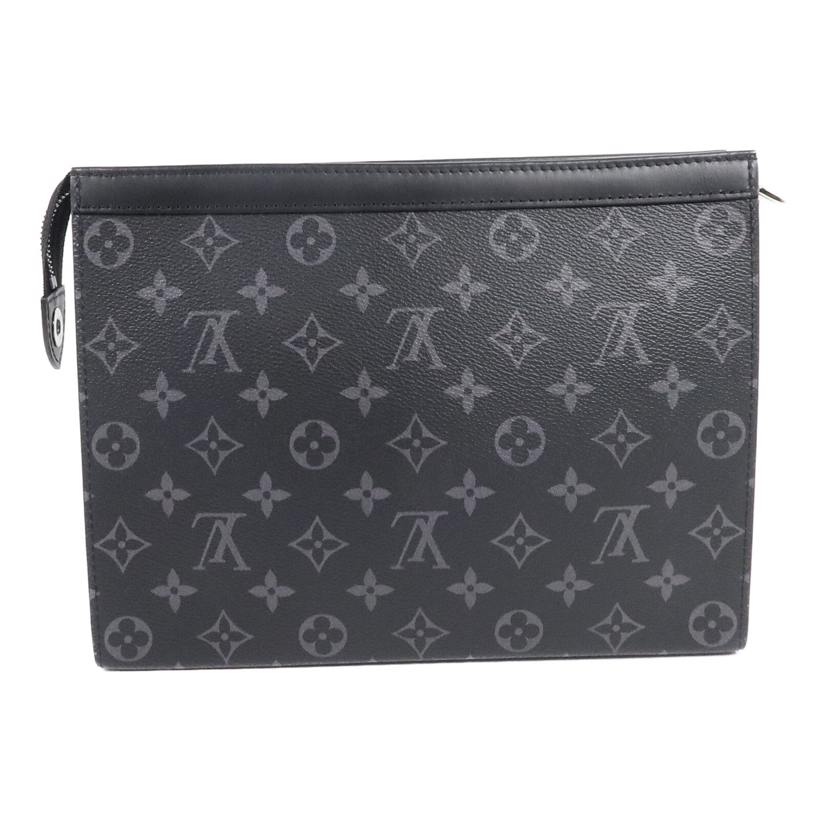 LOUIS VUITTON Monogram Eclipse Pochette Voyage MM銀扣手拿包