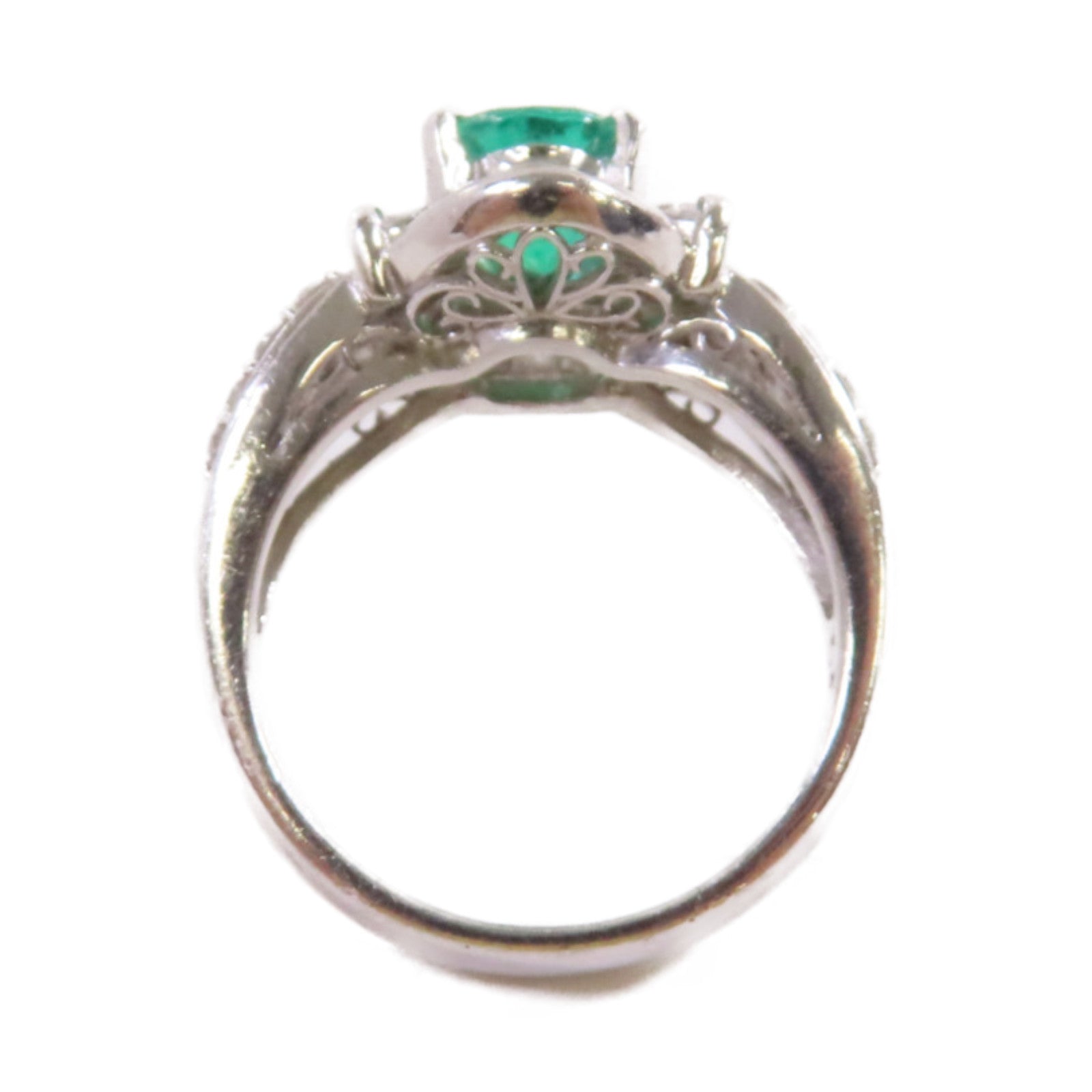 JEWELRY 【激減優惠】PT900鉑金/1.27ct綠寶石/1.13ct鑽石Emerald Diamond Ring戒指US#5.75