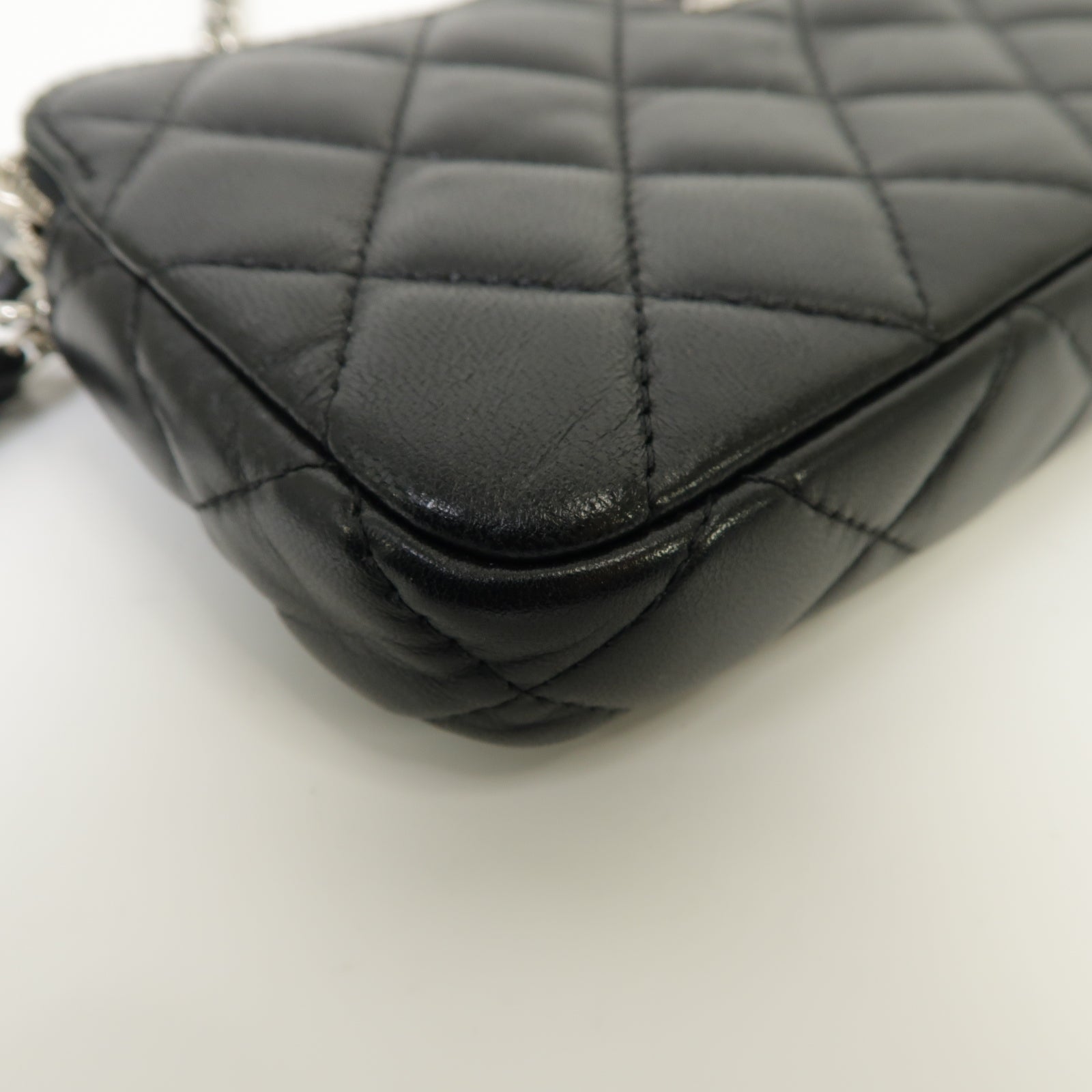 CHANEL 【激減優惠】菱格羊皮皮革Chain Shoulder Bag銀扣鏈帶肩背袋黒色